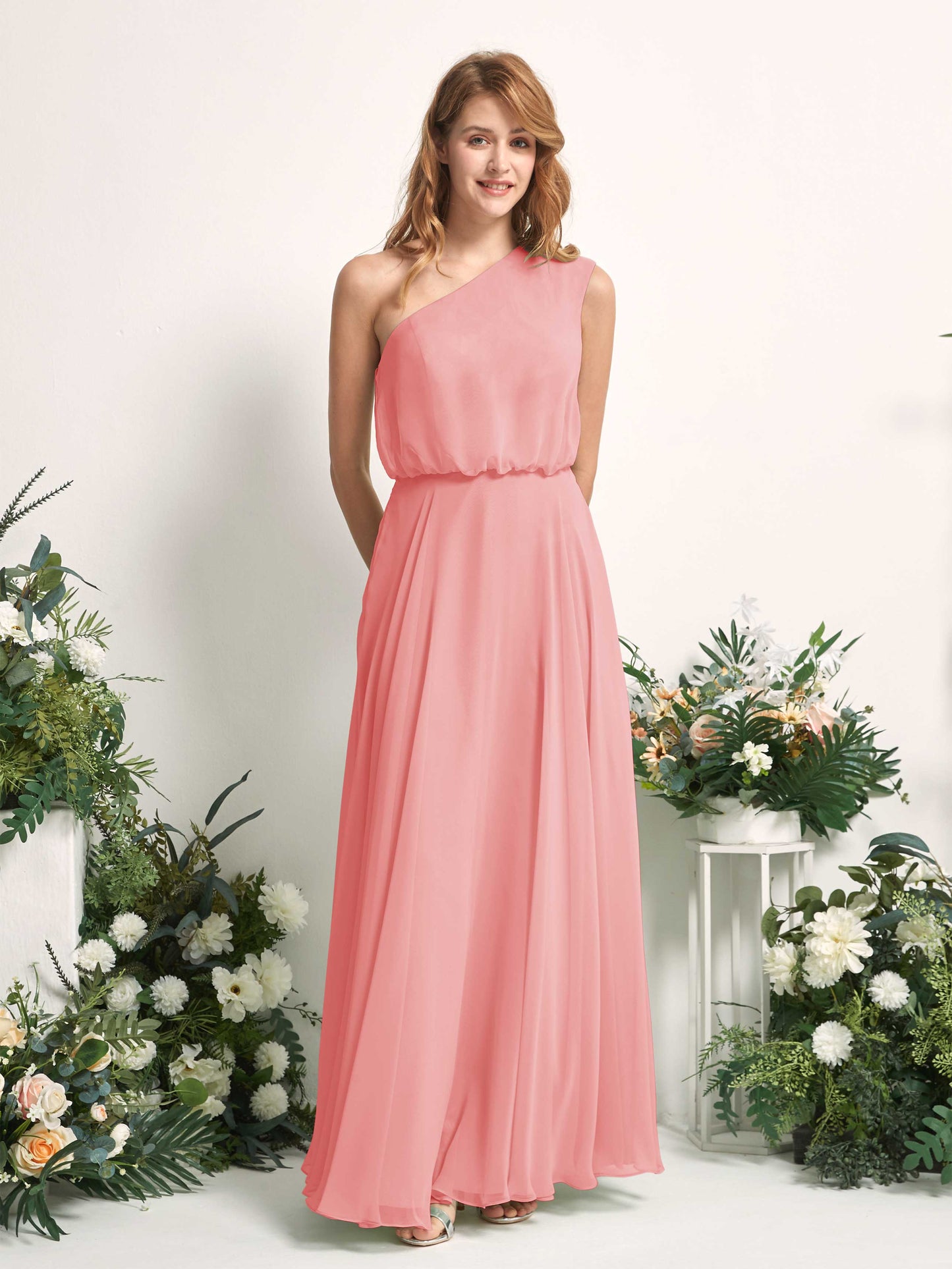 Cecily Ballet Pink One Shoulder Maxi Dress