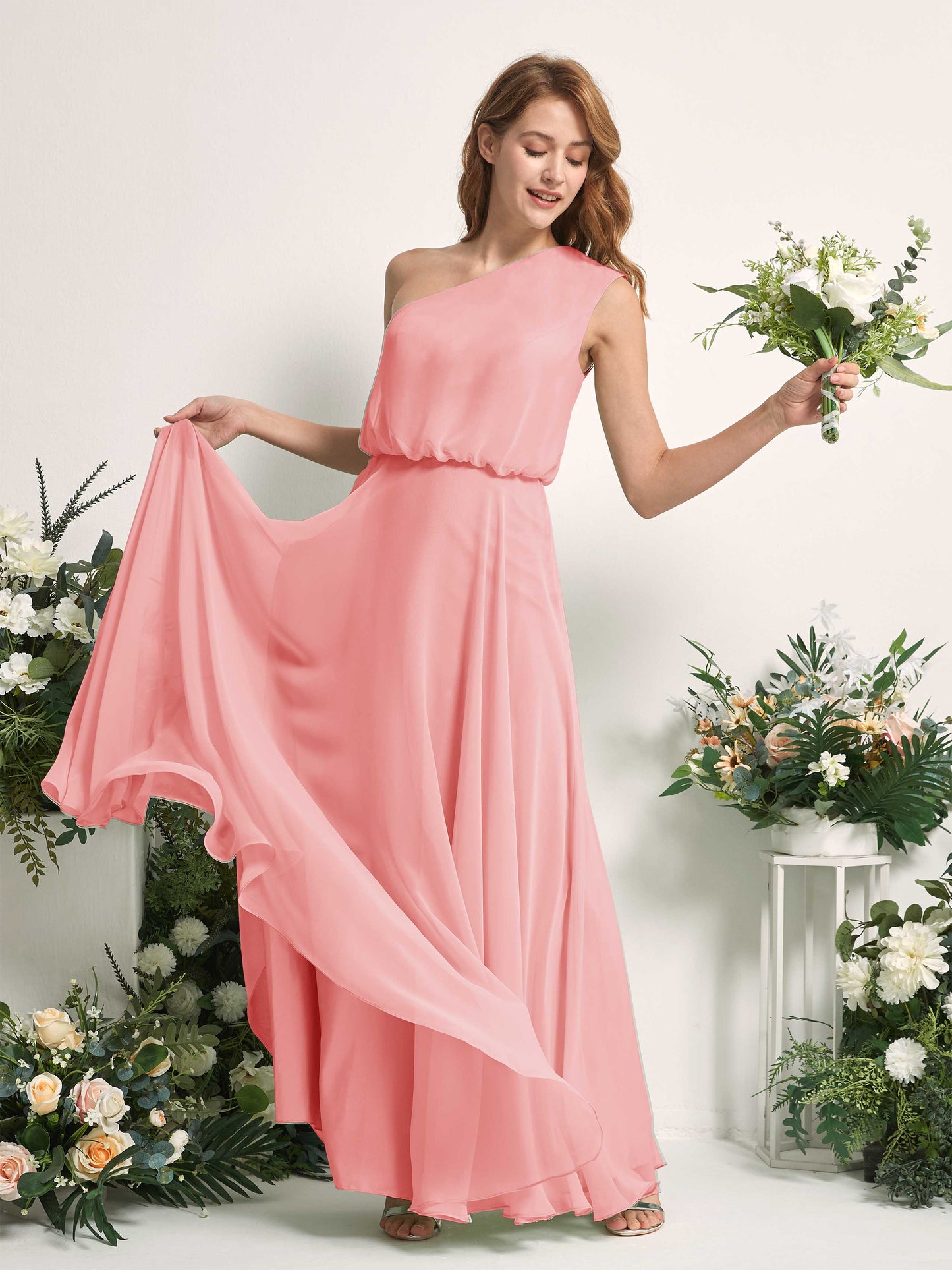 Cecily Ballet Pink One Shoulder Maxi Dress