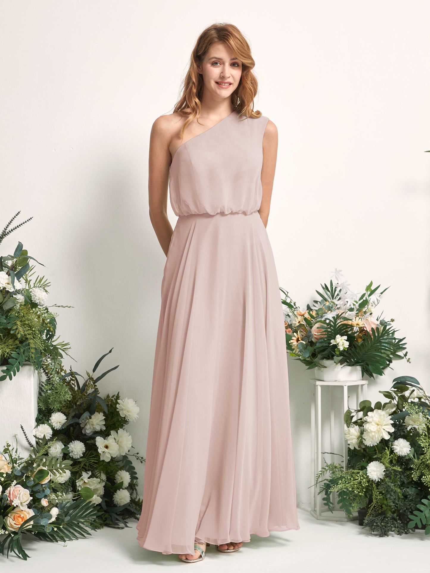 Cecily Biscotti One Shoulder Maxi Dress