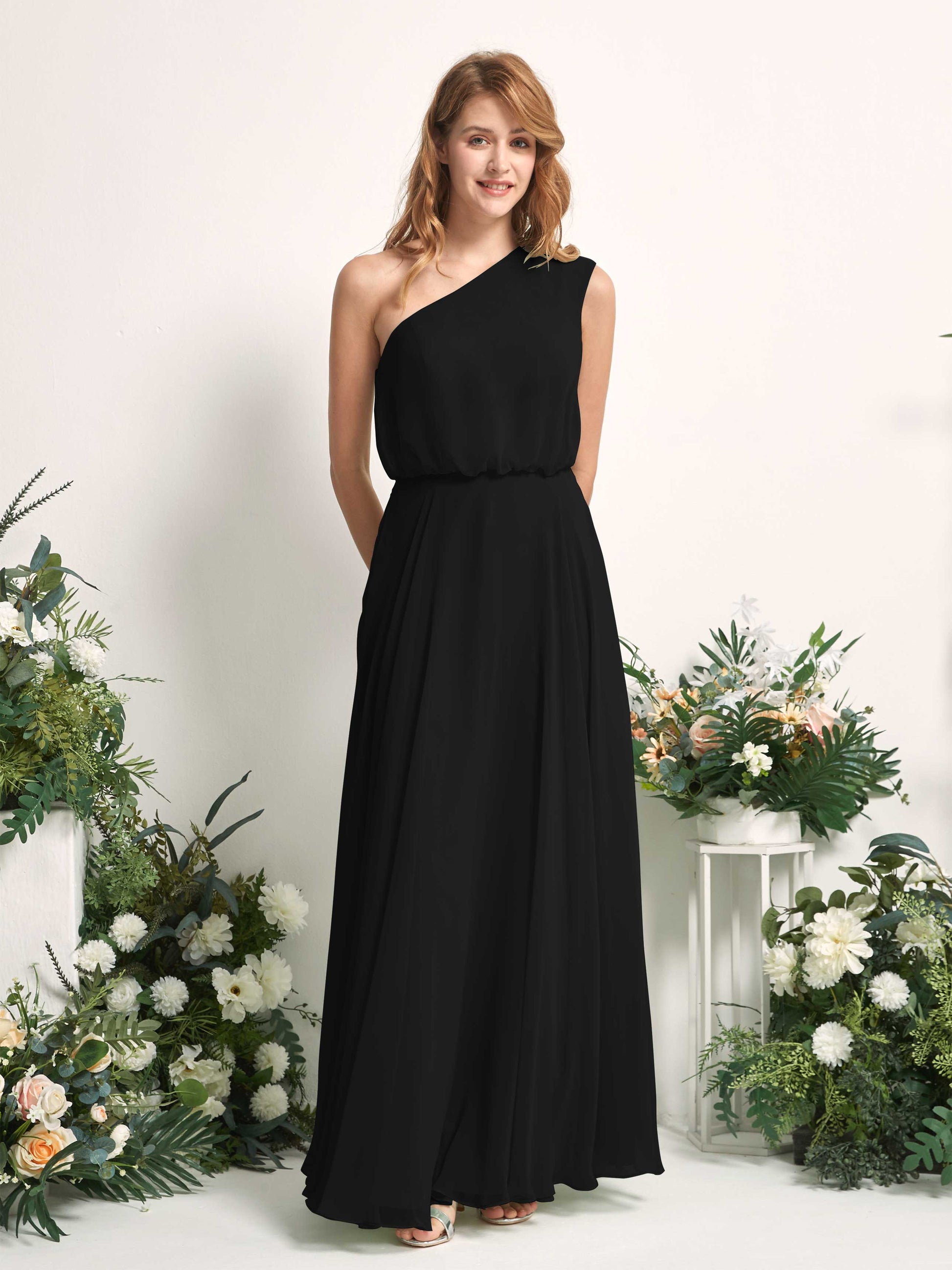 Cecily Black One Shoulder Maxi Dress