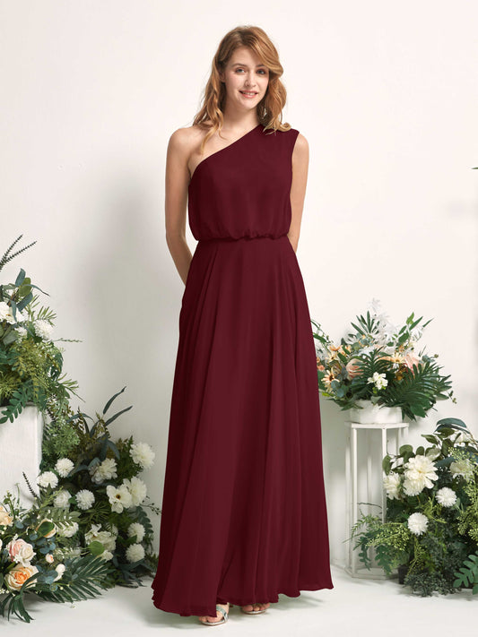 Cecily Burgundy One Shoulder Maxi Dress