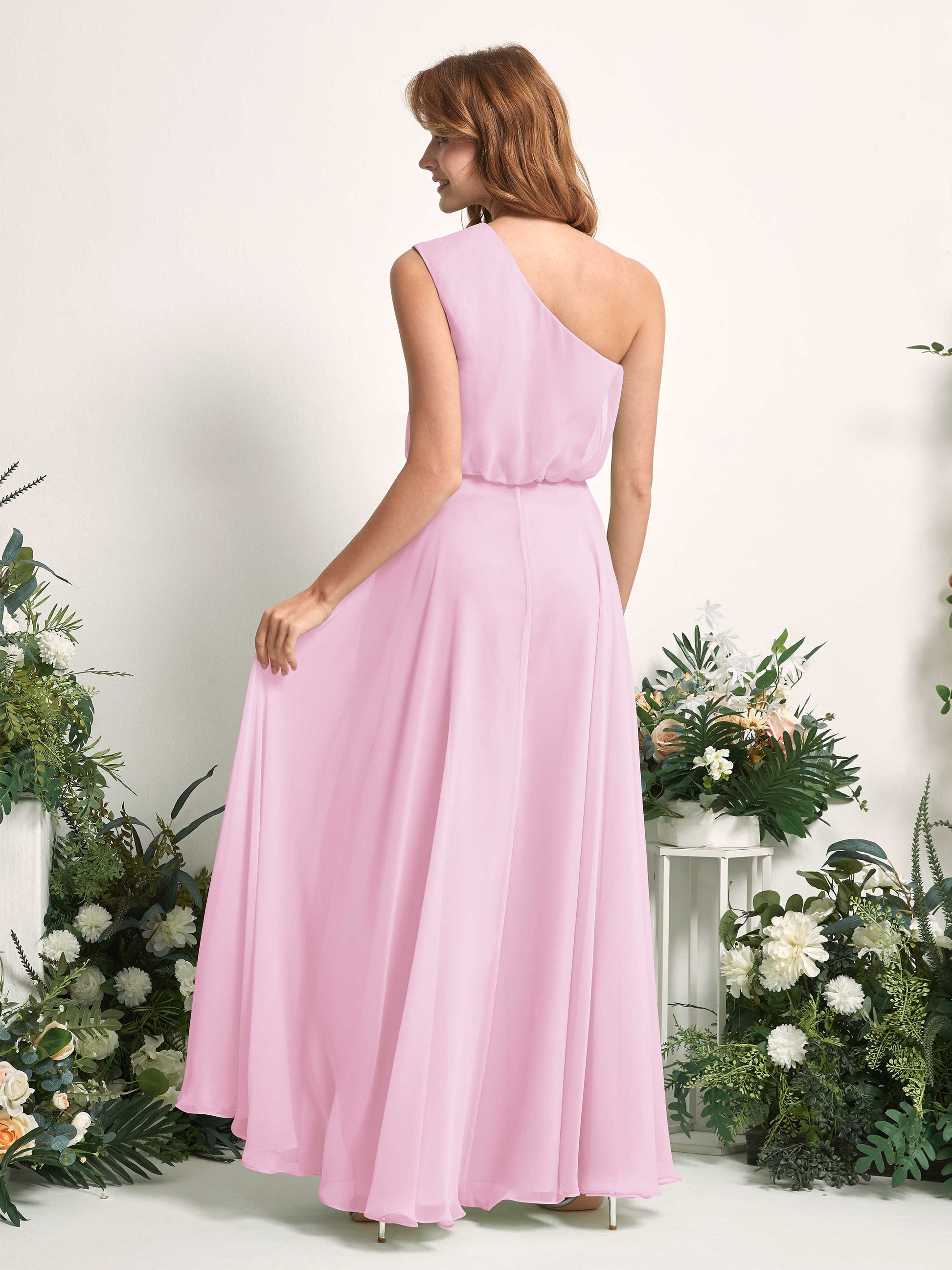 Cecily Candy Pink One Shoulder Maxi Dress