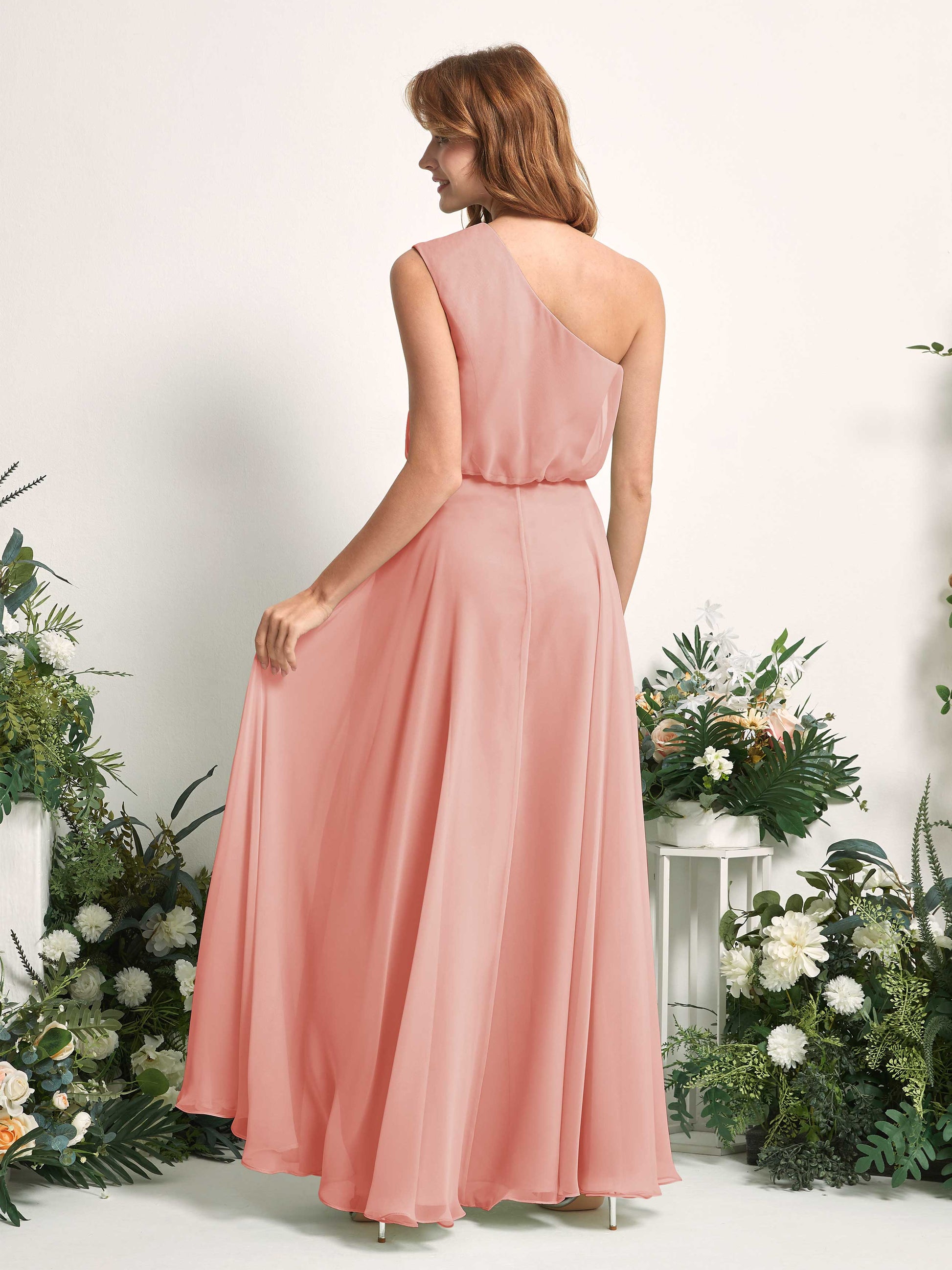 Cecily Champagne Rose One Shoulder Maxi Dress