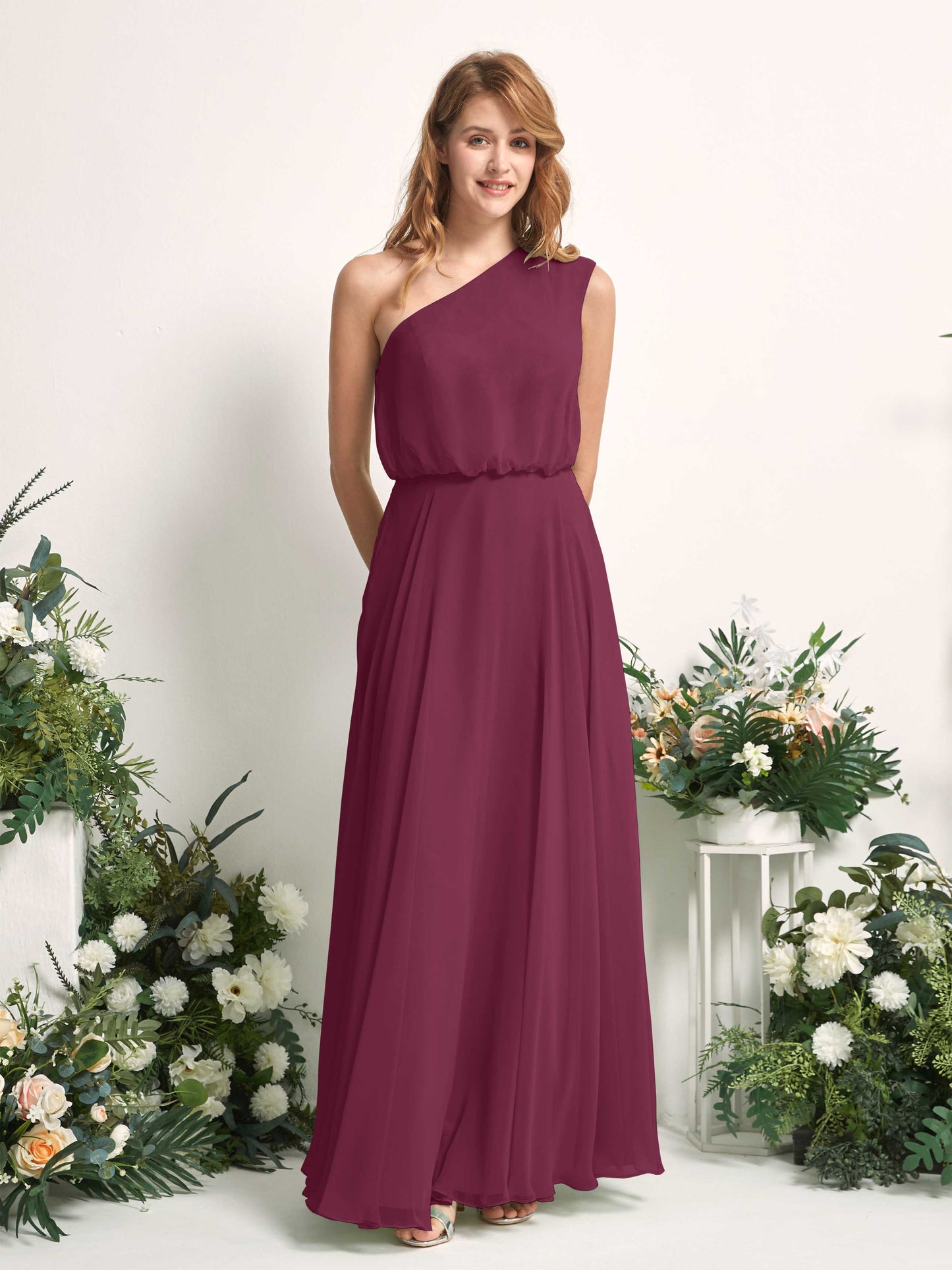 Cecily Chianti One Shoulder Maxi Dress