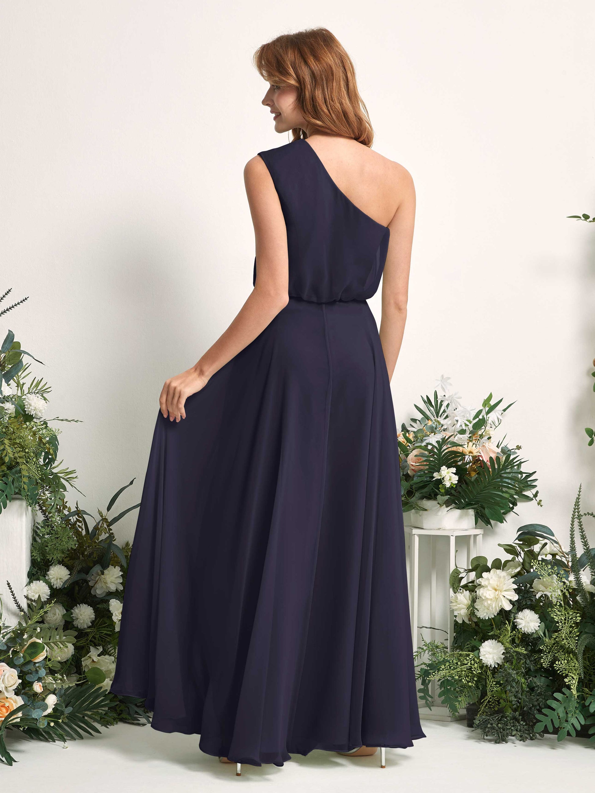 Cecily Dark Navy One Shoulder Maxi Dress