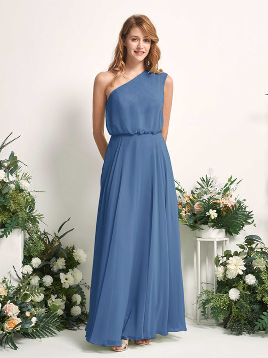 Cecily Dusty Blue One Shoulder Maxi Dress