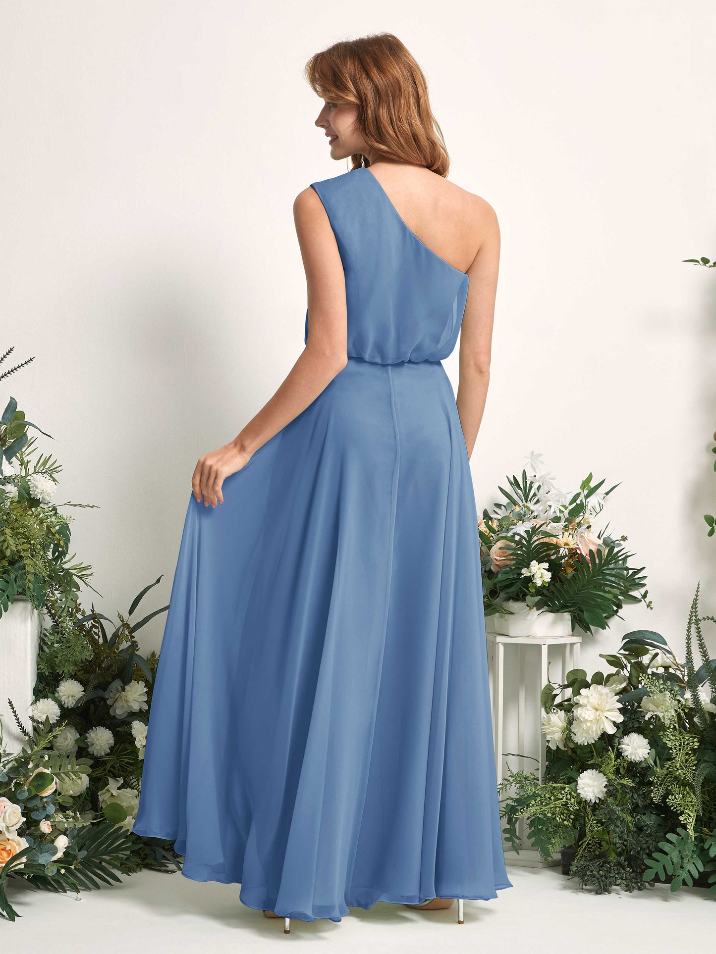 Cecily Dusty Blue One Shoulder Maxi Dress