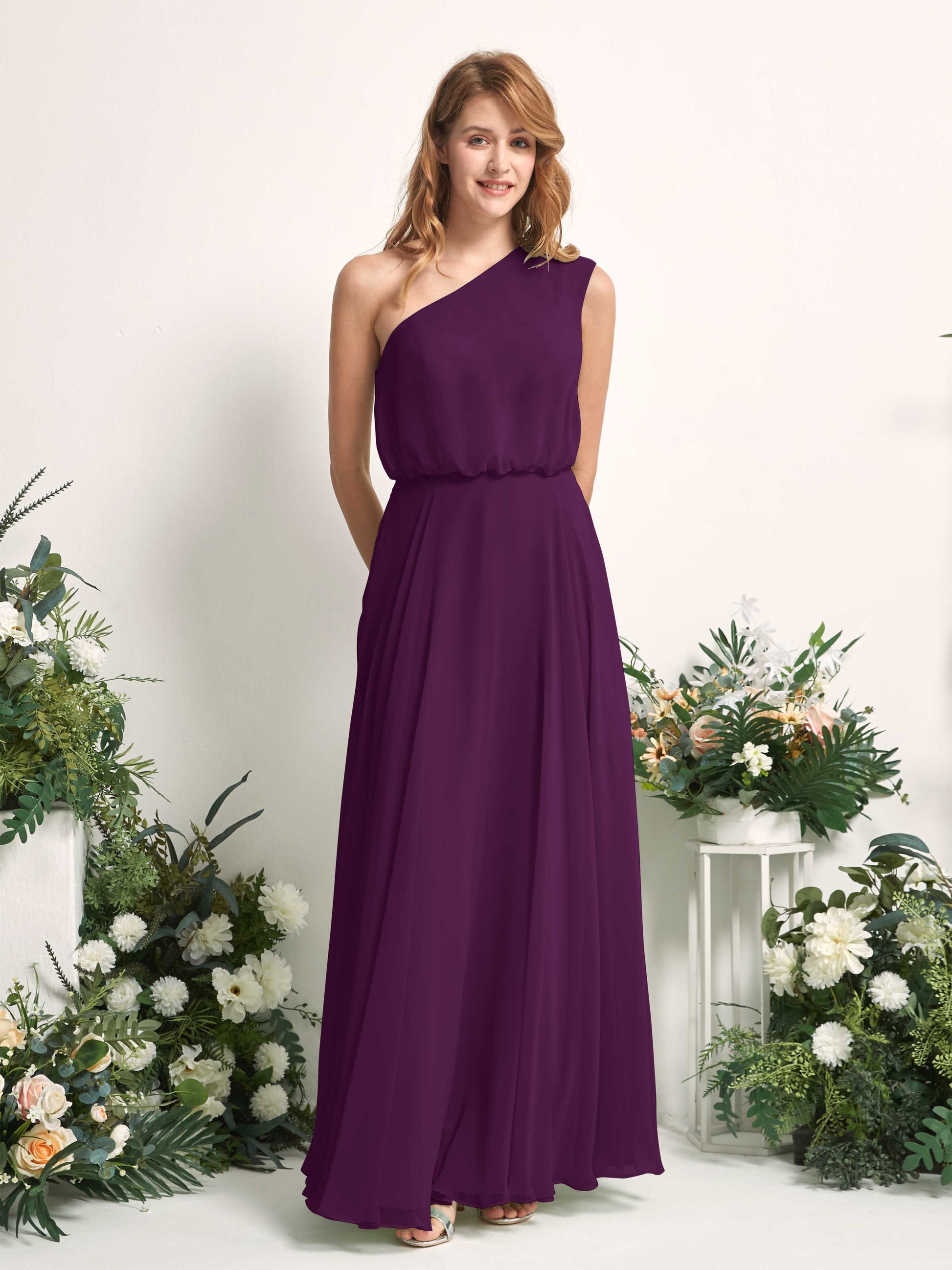 Cecily Grape One Shoulder Maxi Dress