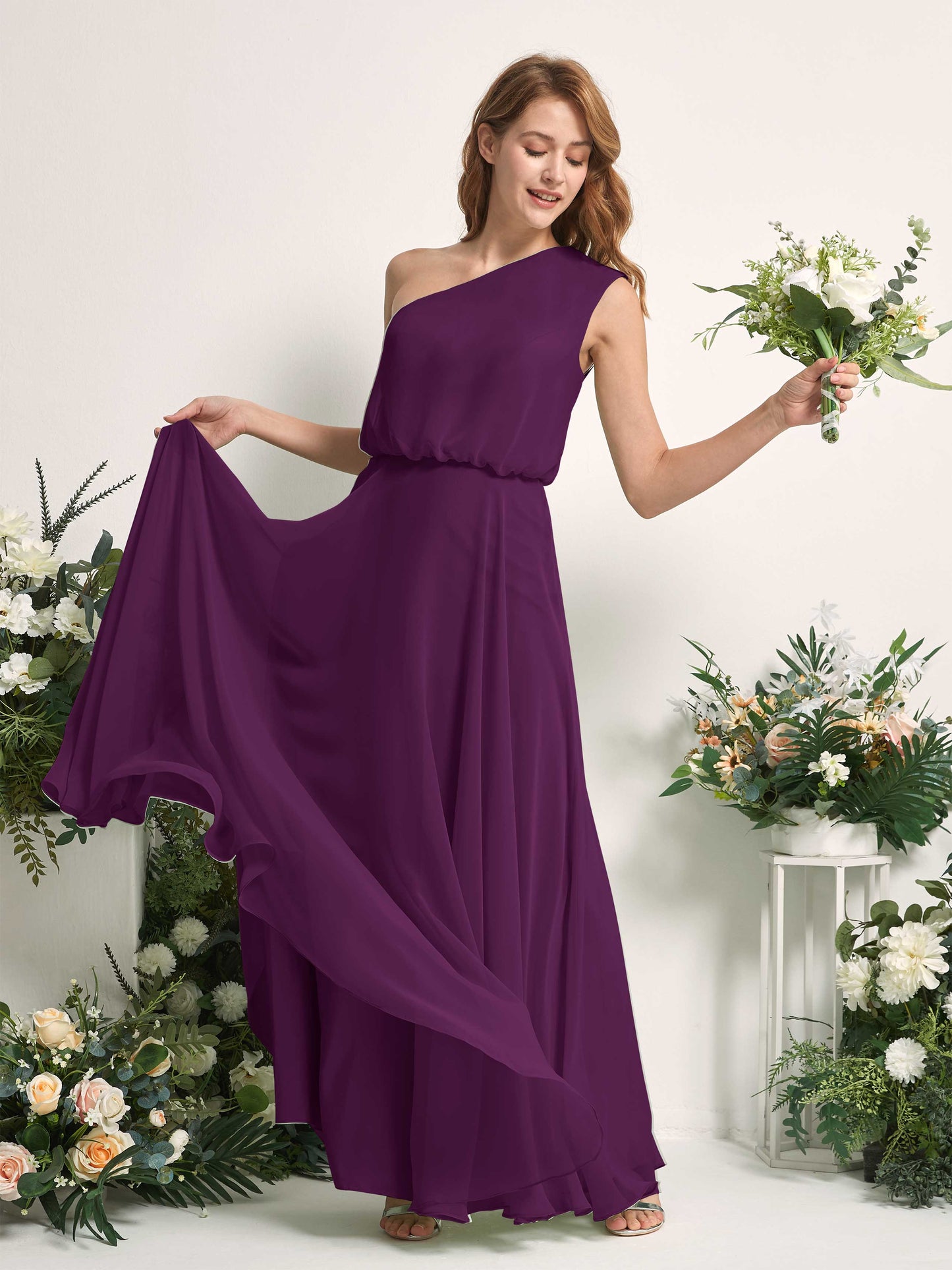 Cecily Grape One Shoulder Maxi Dress