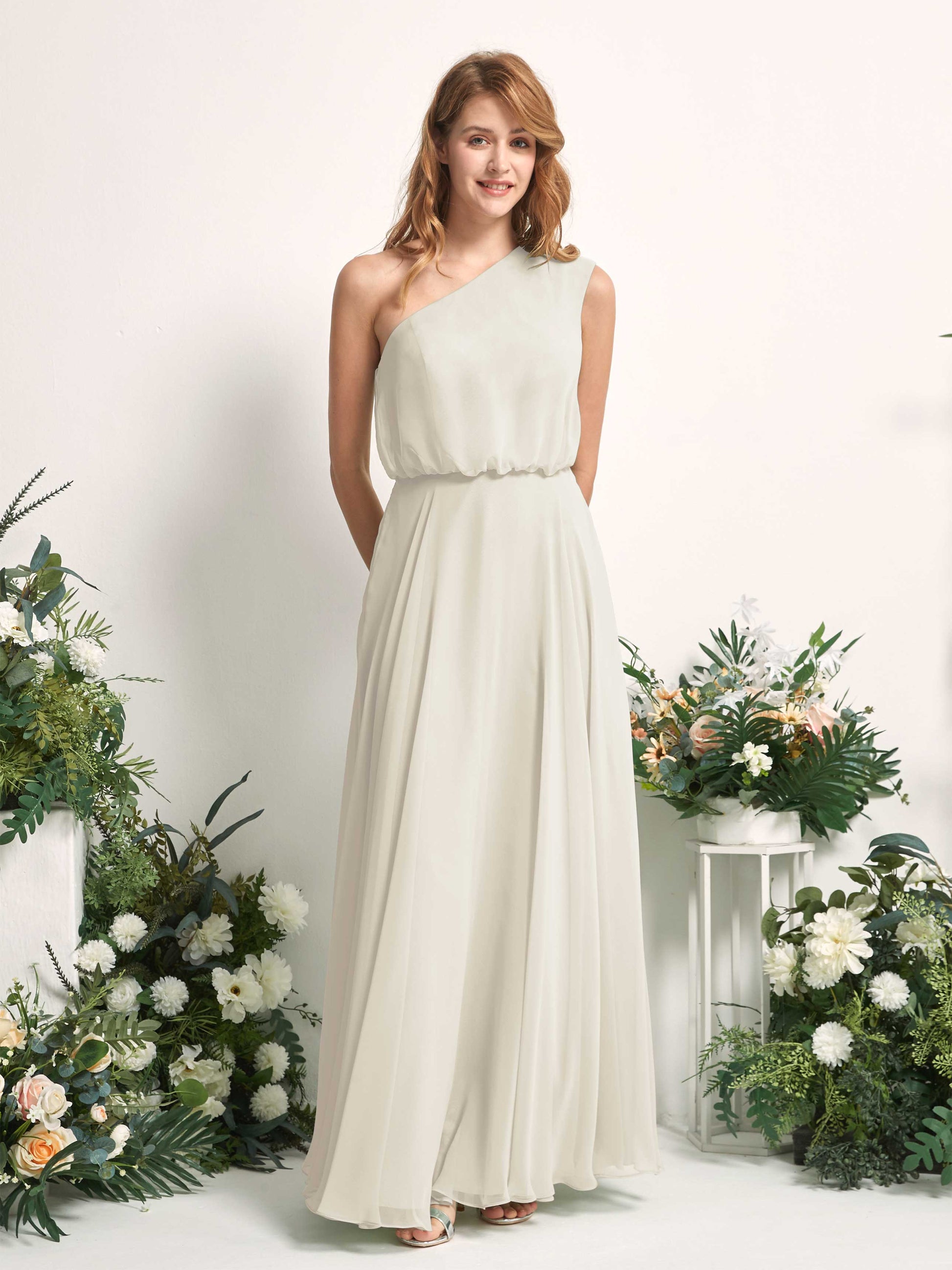 Cecily Ivory One Shoulder Maxi Dress