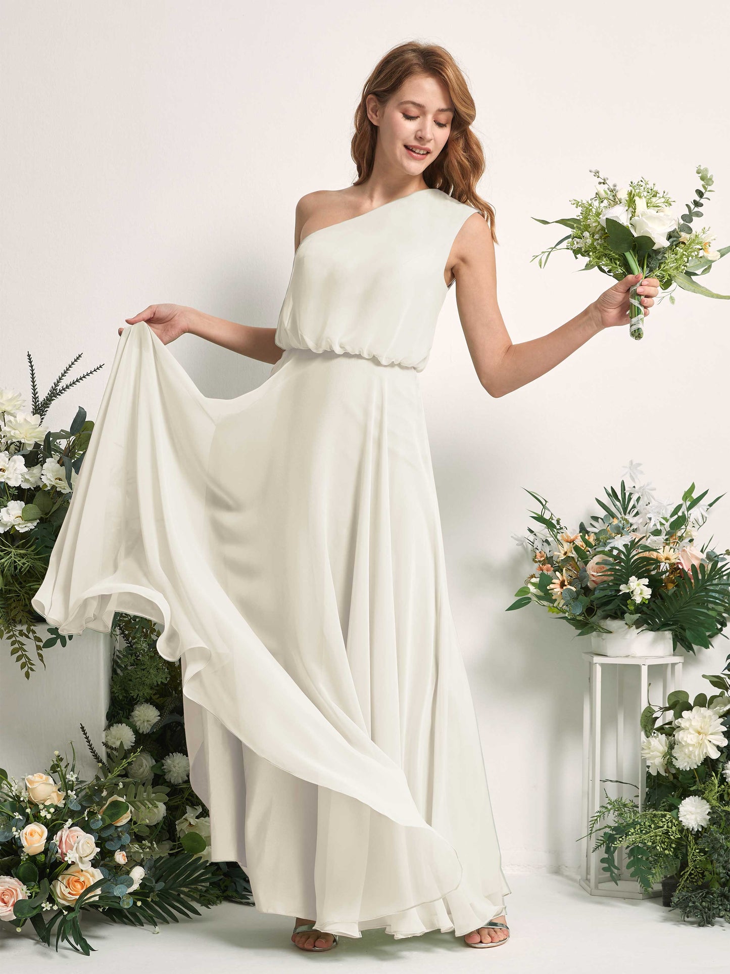 Cecily Ivory One Shoulder Maxi Dress