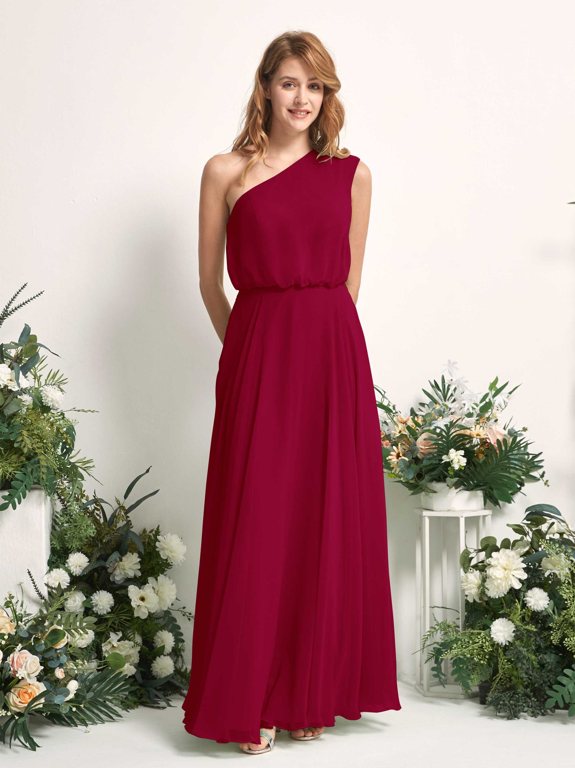 Cecily Jester Red One Shoulder Maxi Dress