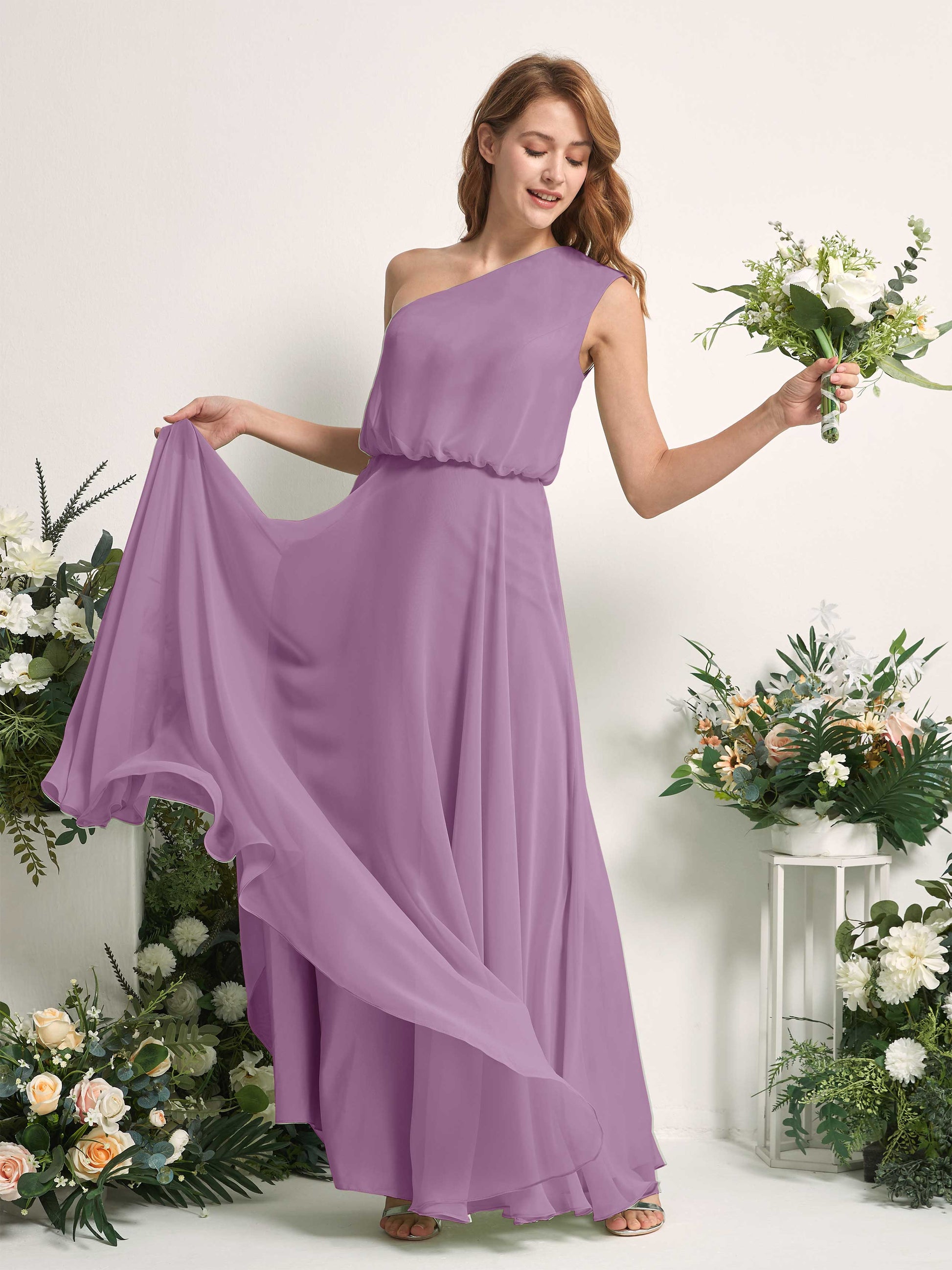 Cecily Orchid Mist One Shoulder Maxi Dress