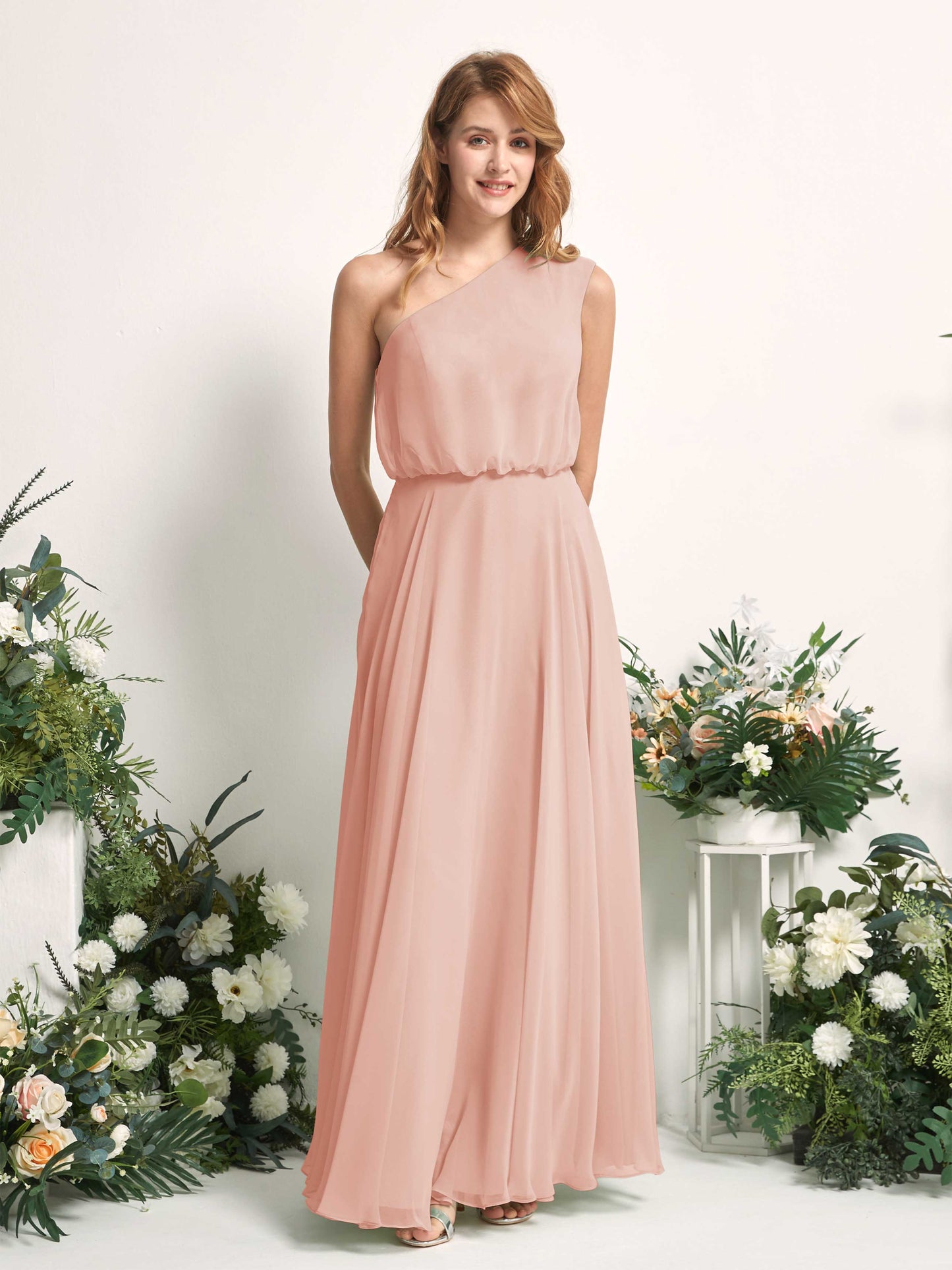 Cecily Pearl Pink One Shoulder Maxi Dress