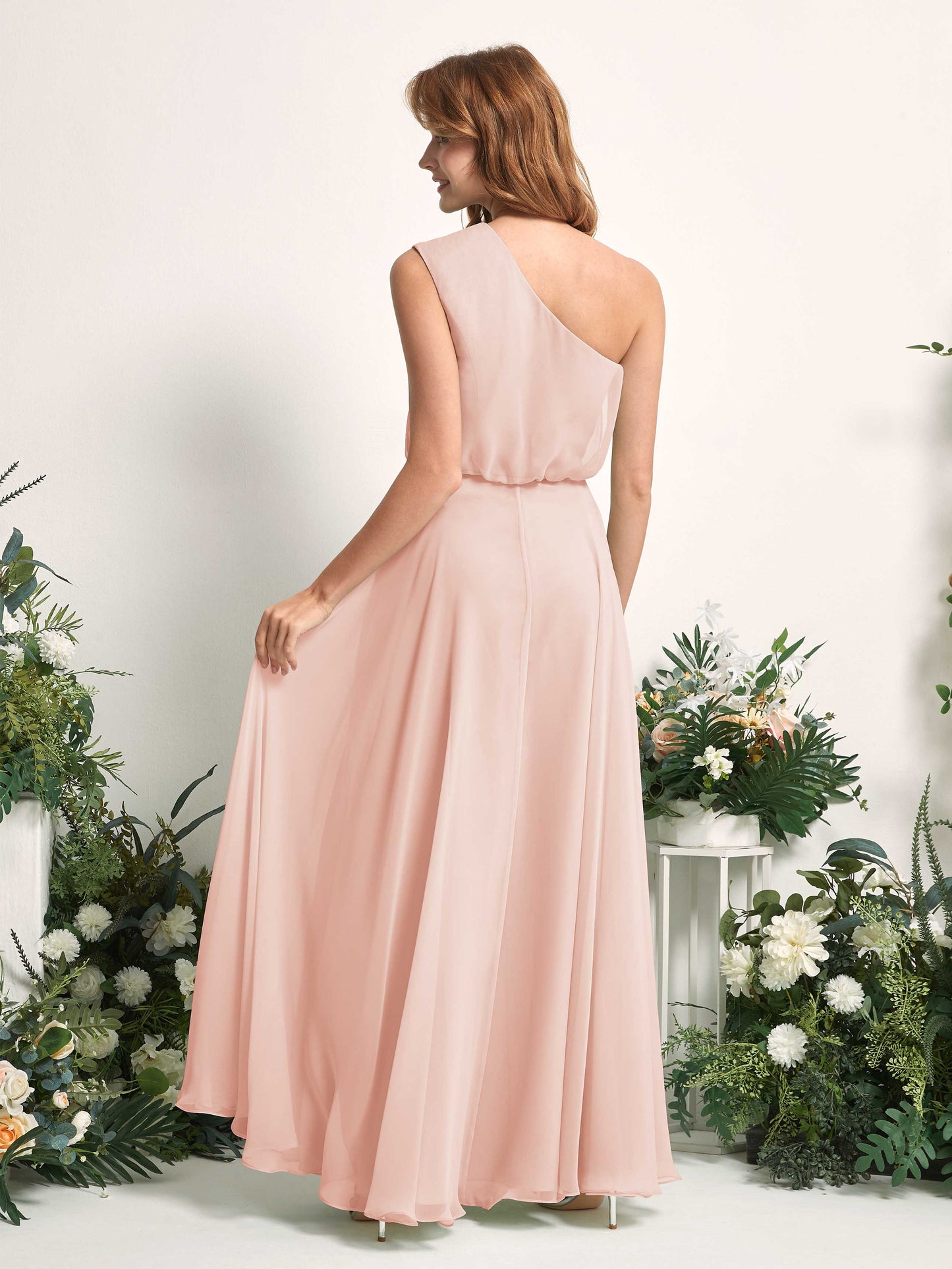 Cecily Pearl Pink One Shoulder Maxi Dress