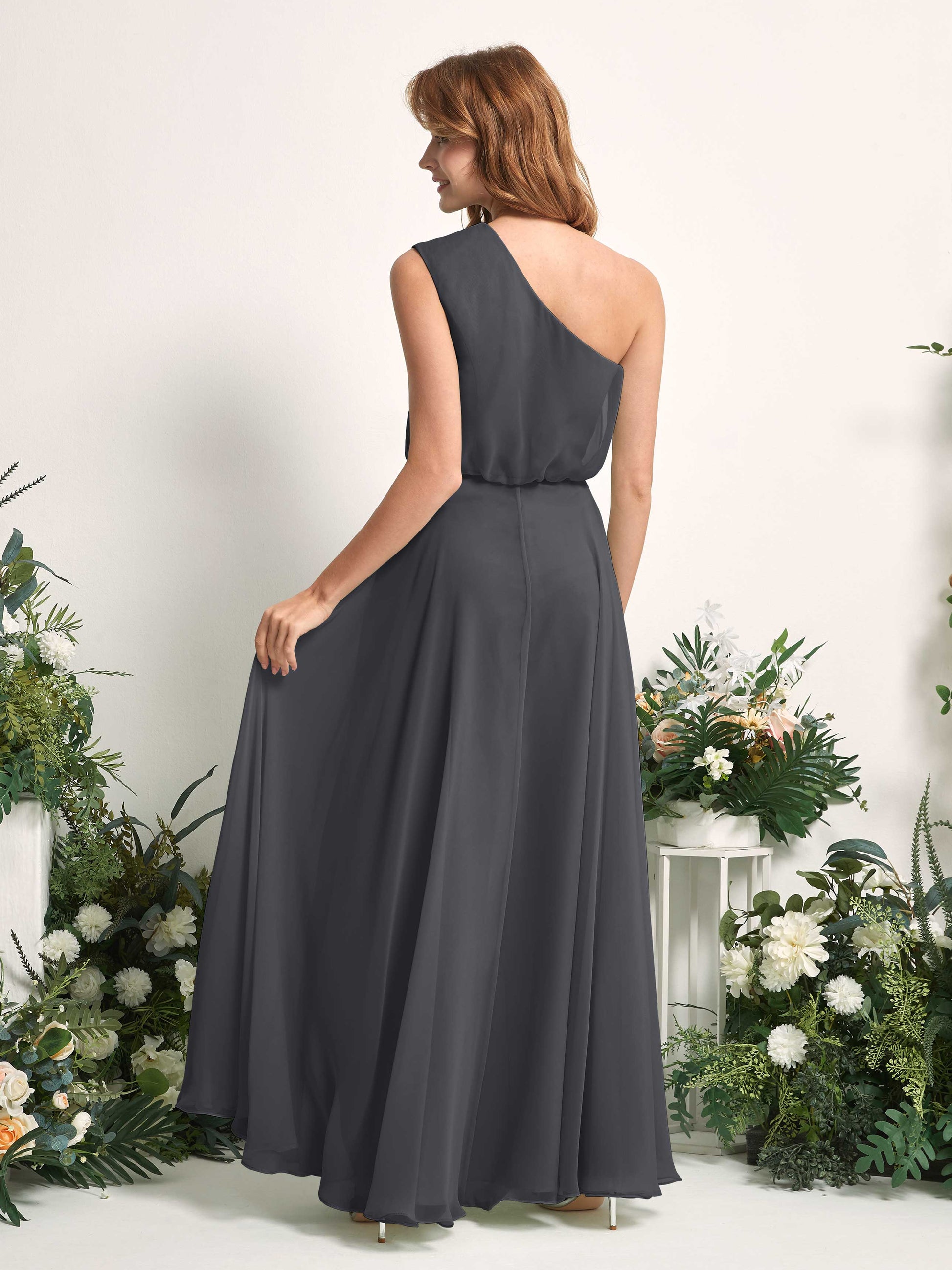 Cecily Pewter One Shoulder Maxi Dress