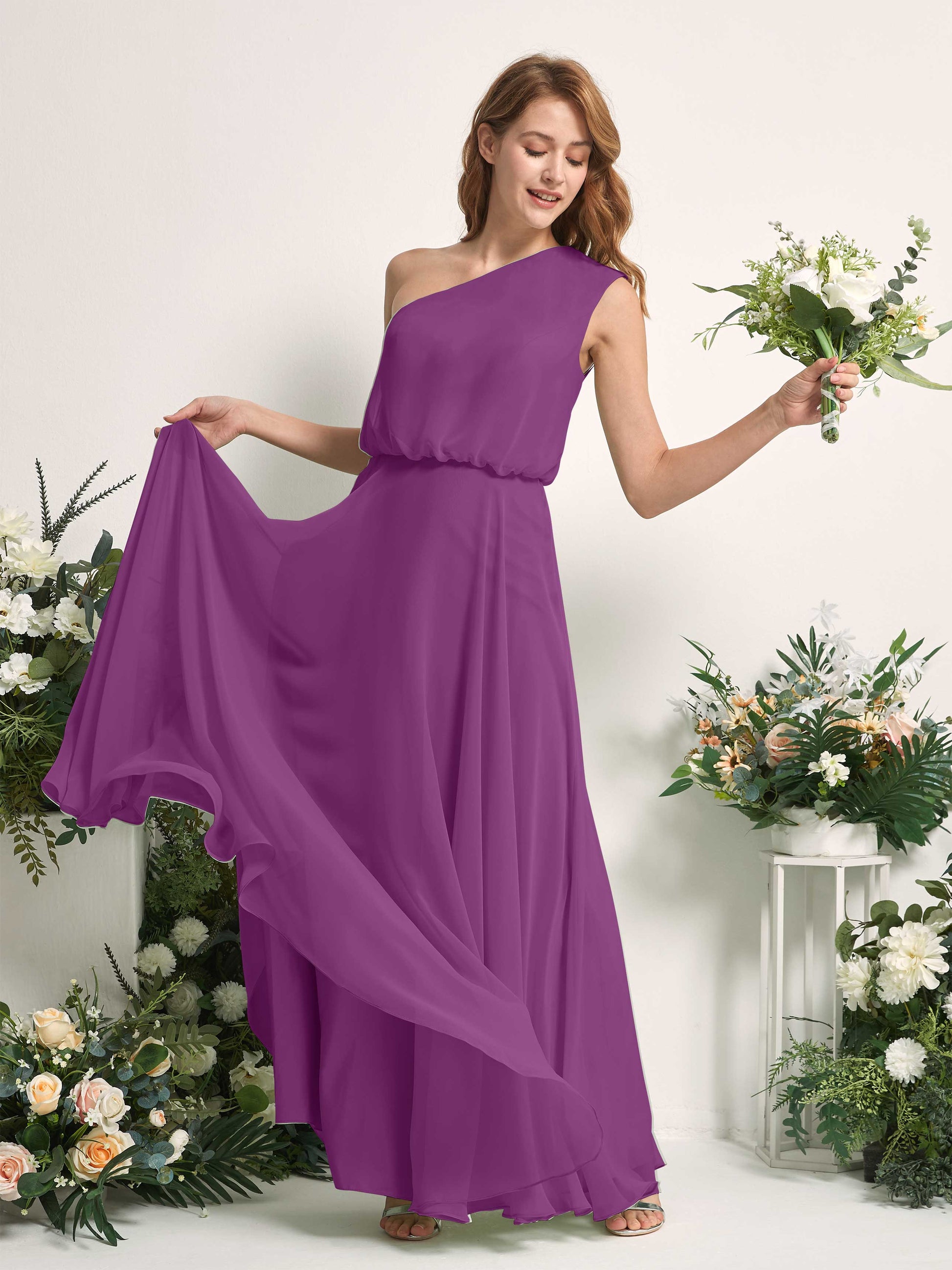 Cecily Purple One Shoulder Maxi Dress