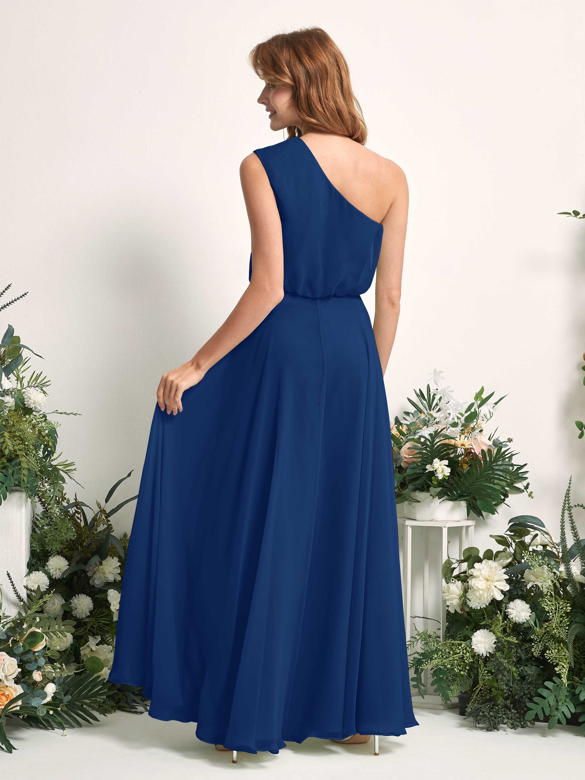 Cecily Royal Blue One Shoulder Maxi Dress