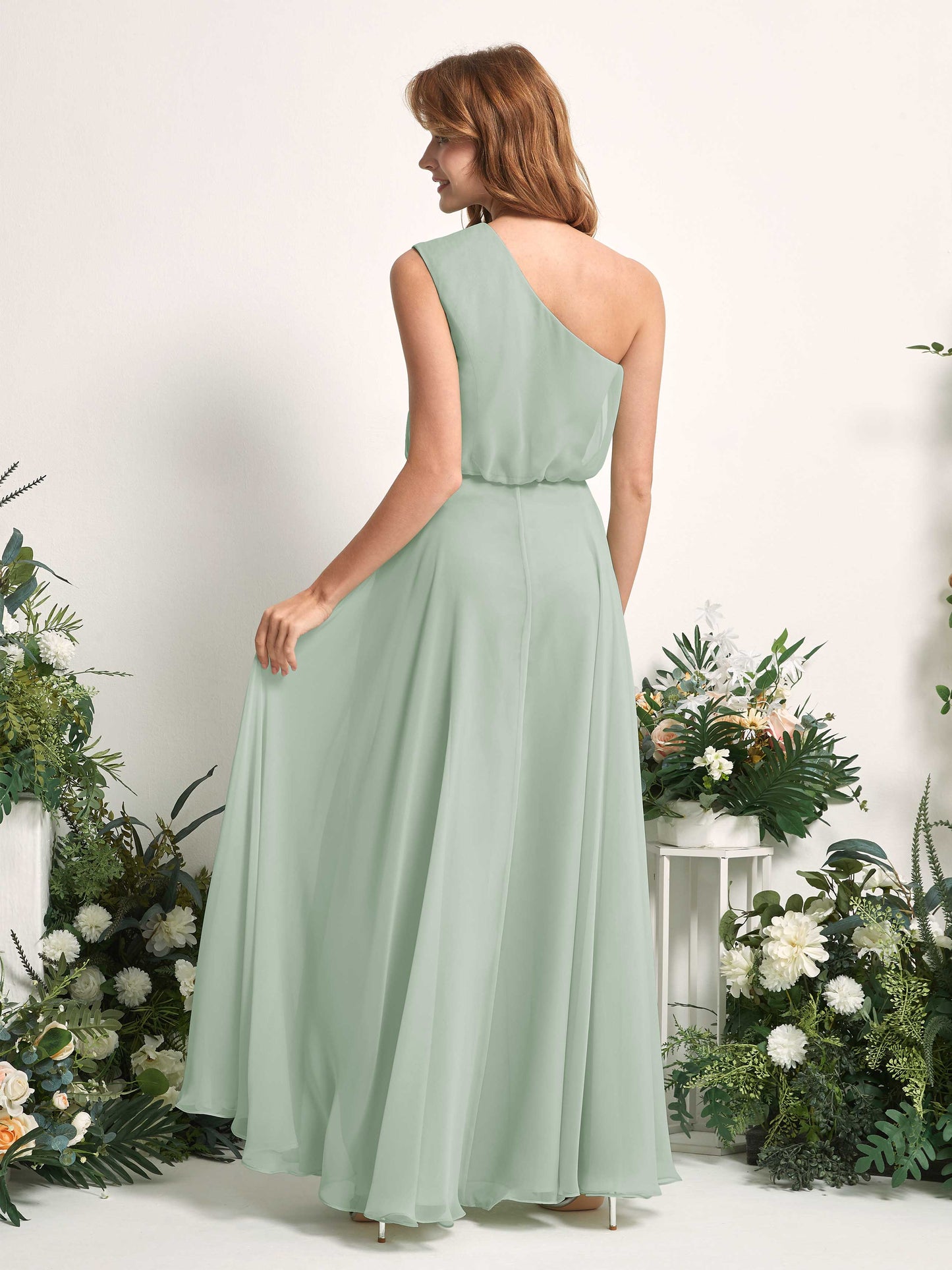 Cecily Sage Green One Shoulder Maxi Dress