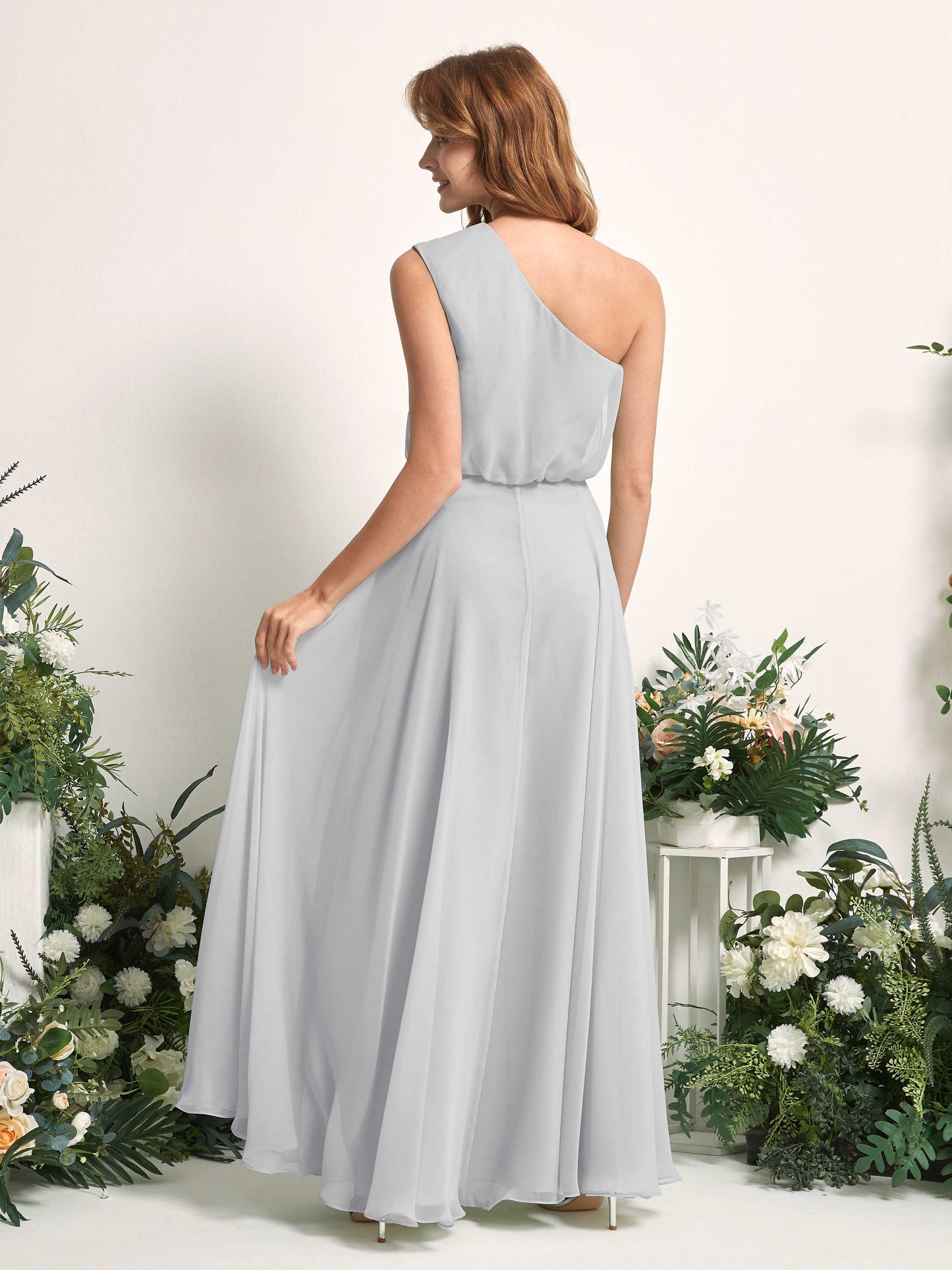 Cecily Silver One Shoulder Maxi Dress