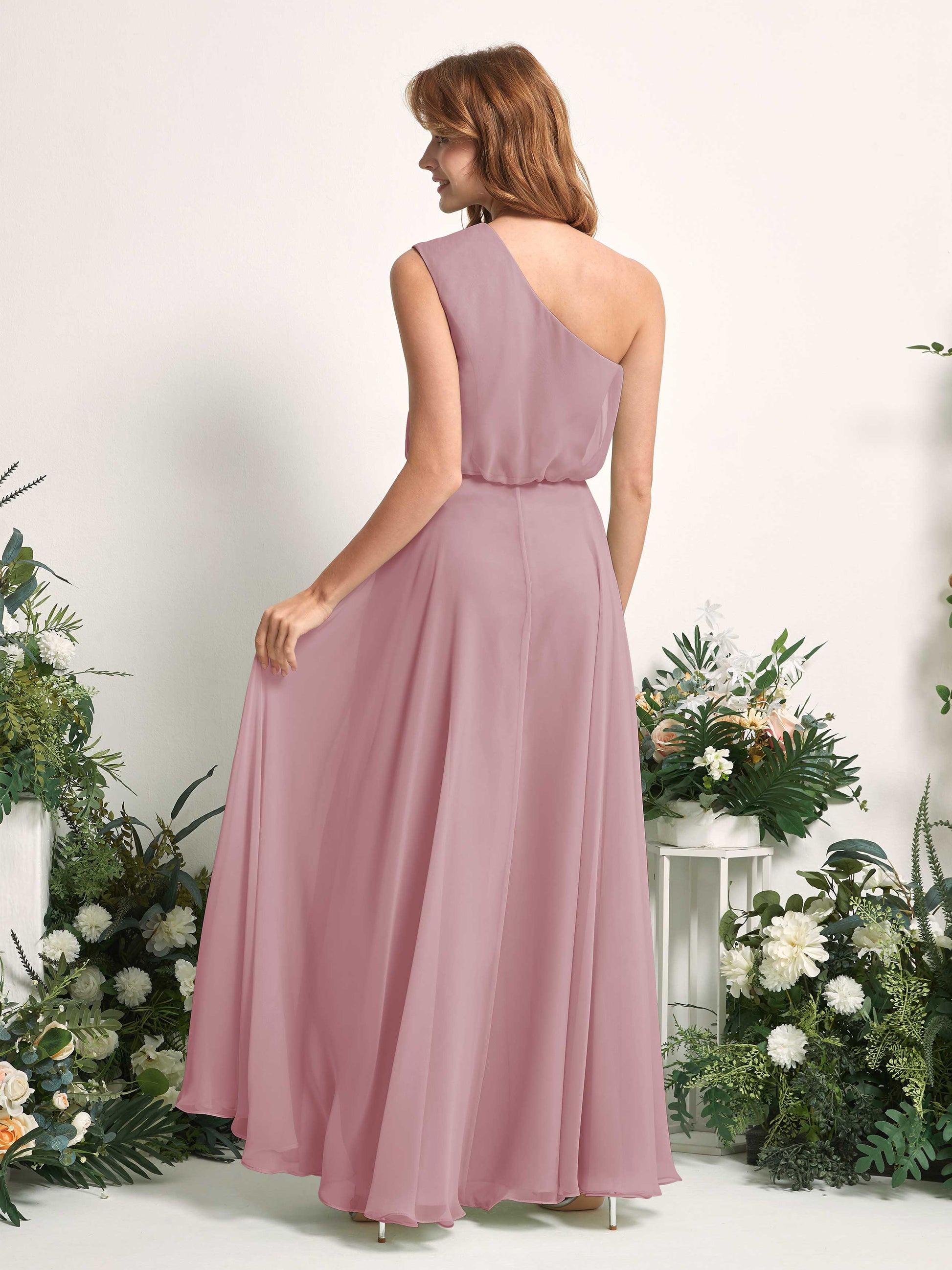 Cecily Vintage Mauve One Shoulder Maxi Dress