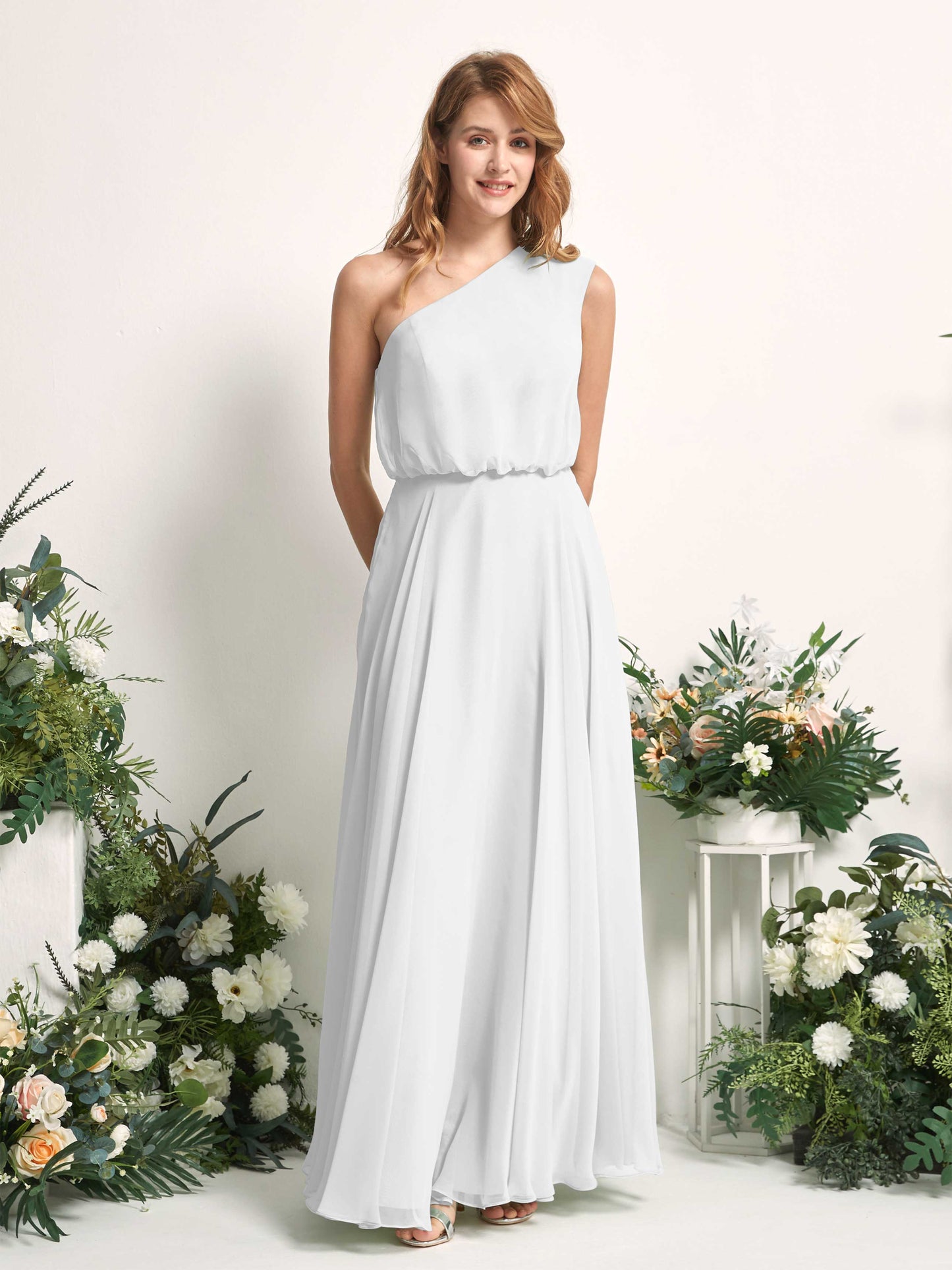 Cecily White One Shoulder Maxi Dress