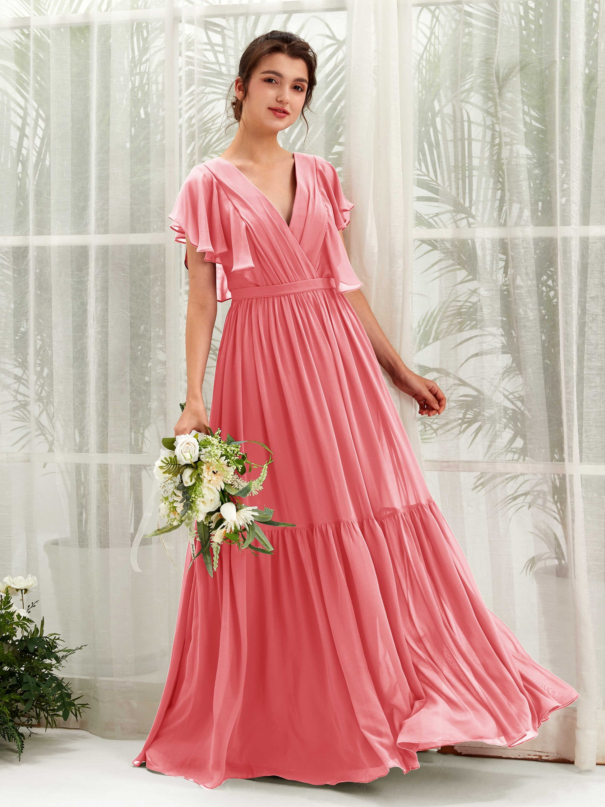 Chaya Coral Pink Maxi Dress