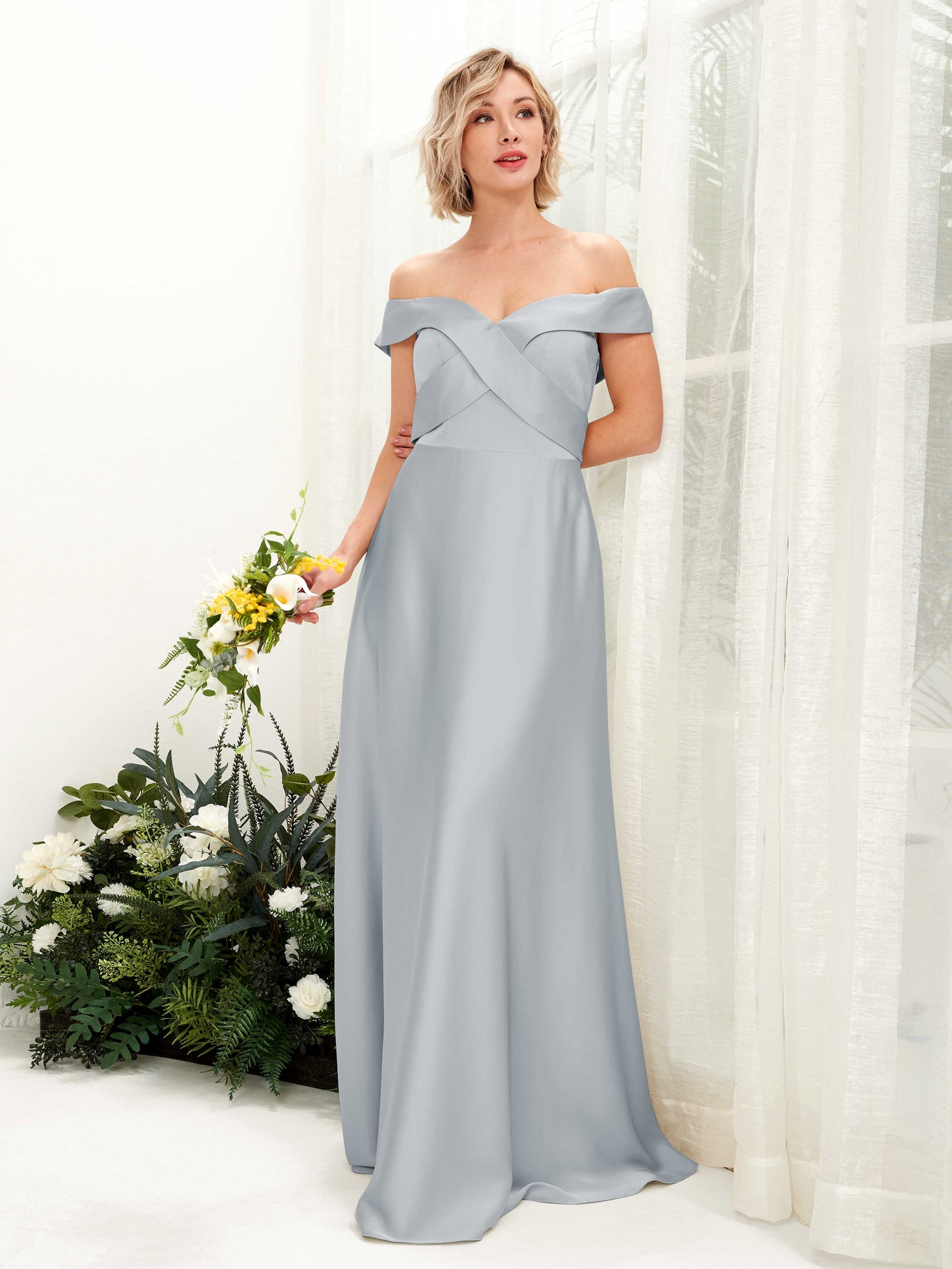 Chloe Baby Blue Satin Maxi Dress