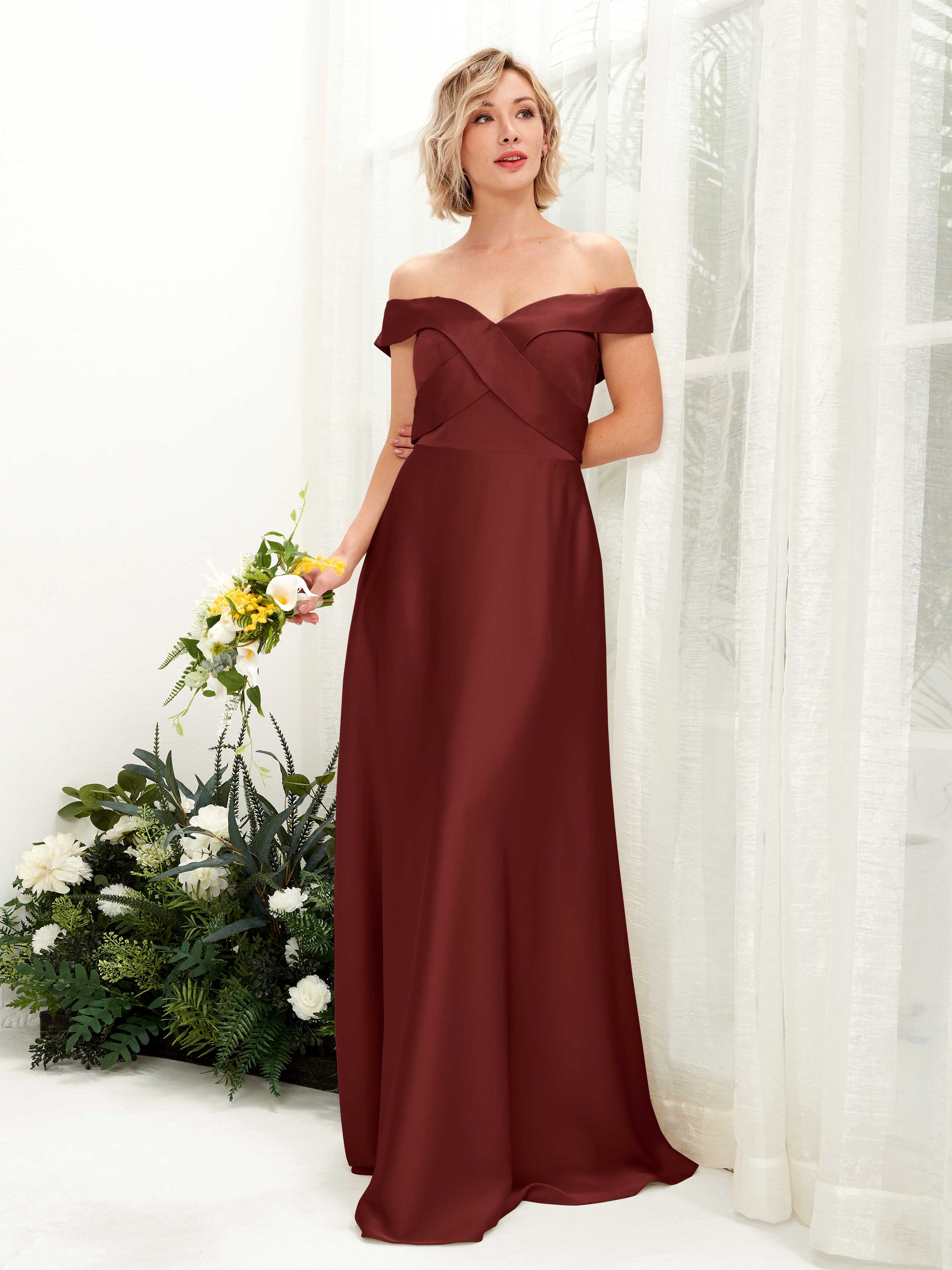 Chloe Burgundy Satin Maxi Dress