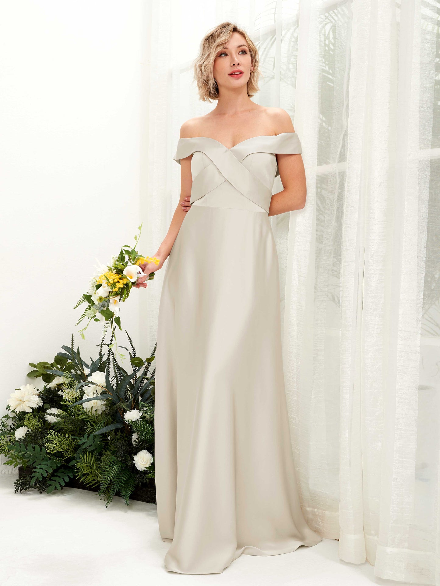 Chloe Champagne Satin Maxi Dress