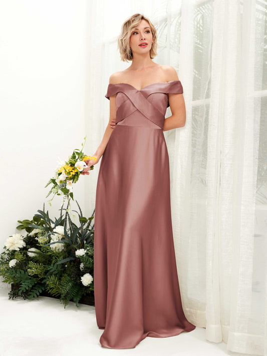 Chloe Desert Rose Satin Maxi Dress