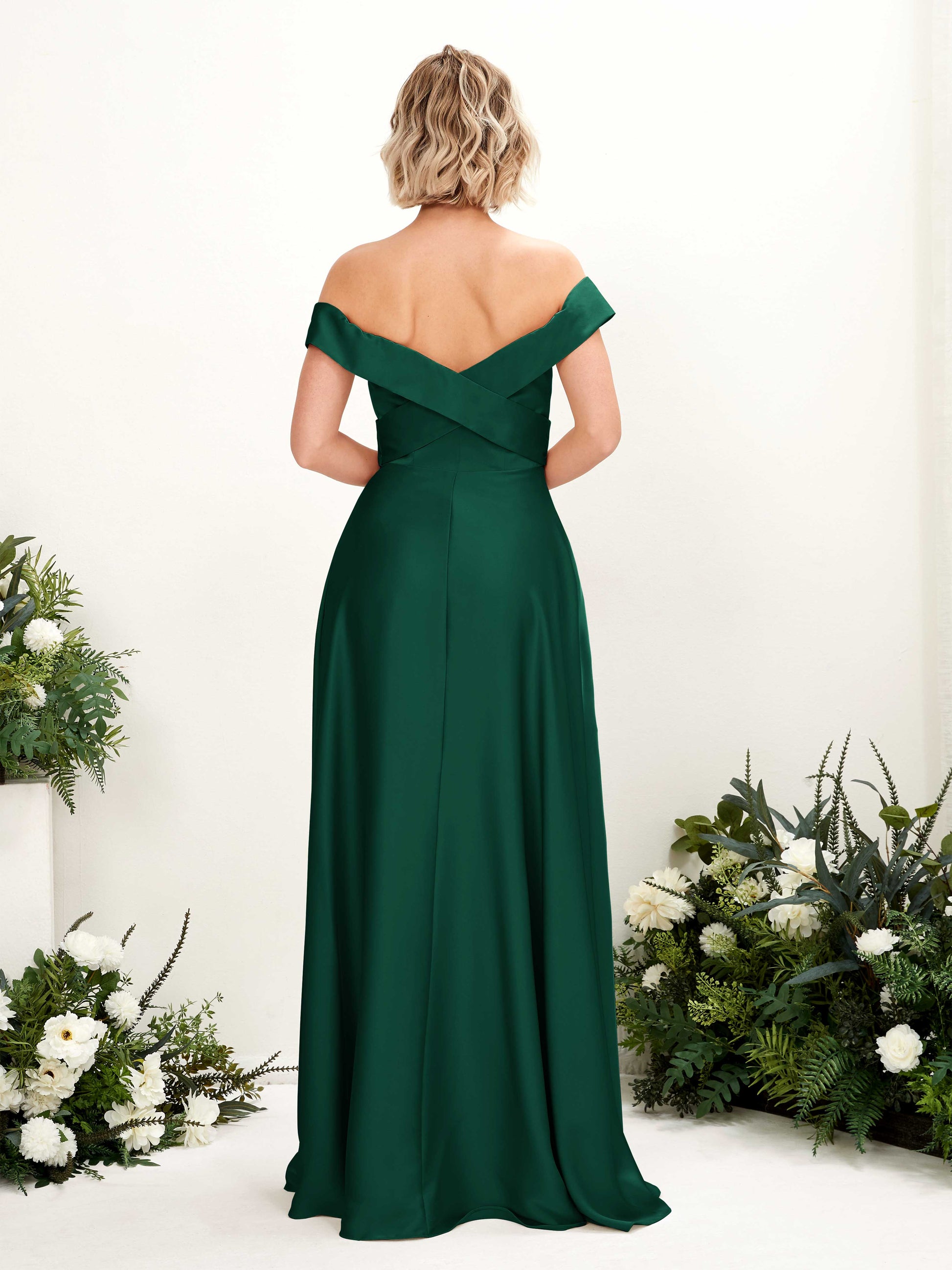 Chloe Hunter Green Satin Maxi Dress