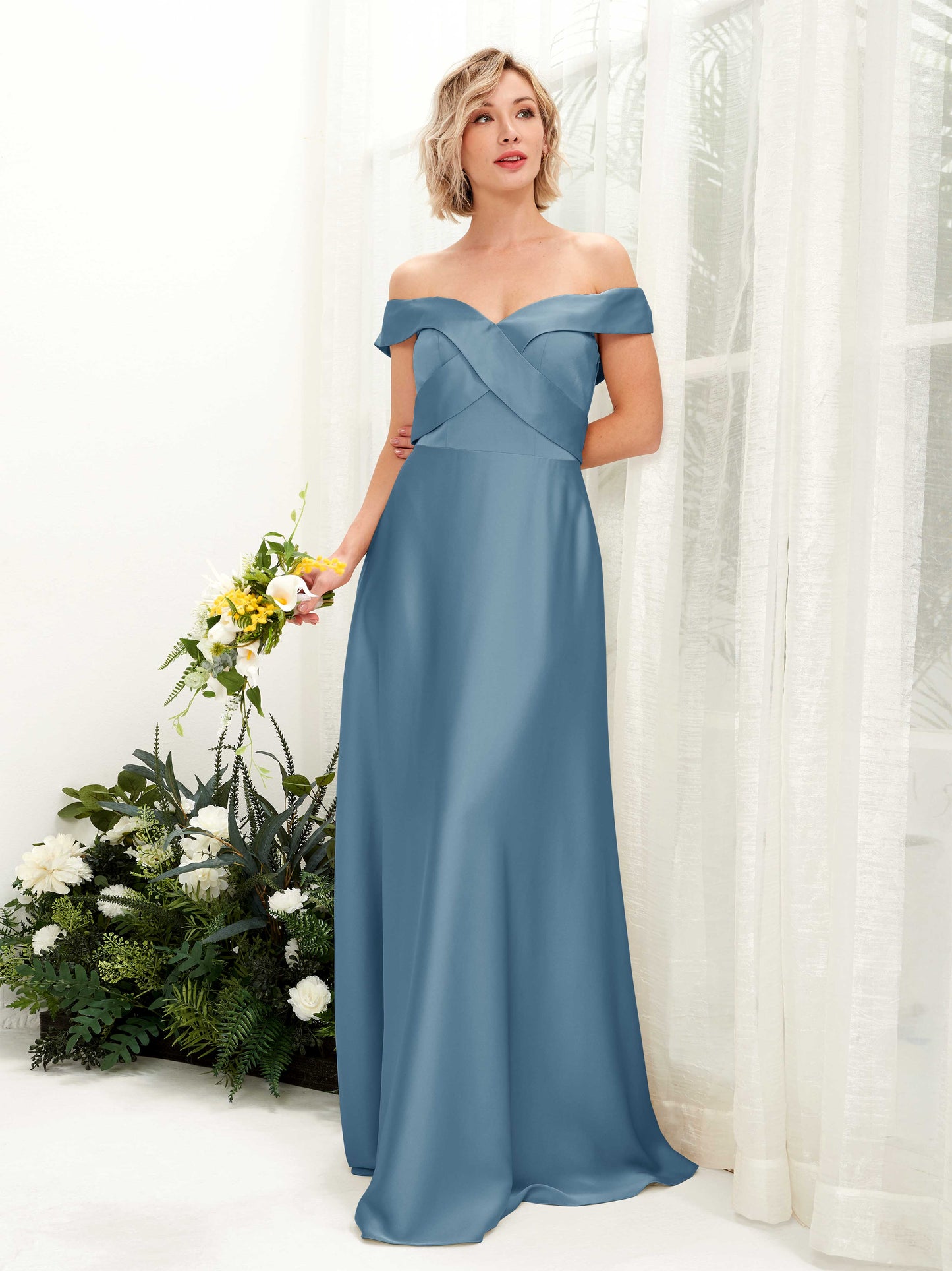 Chloe Ink blue Satin Maxi Dress