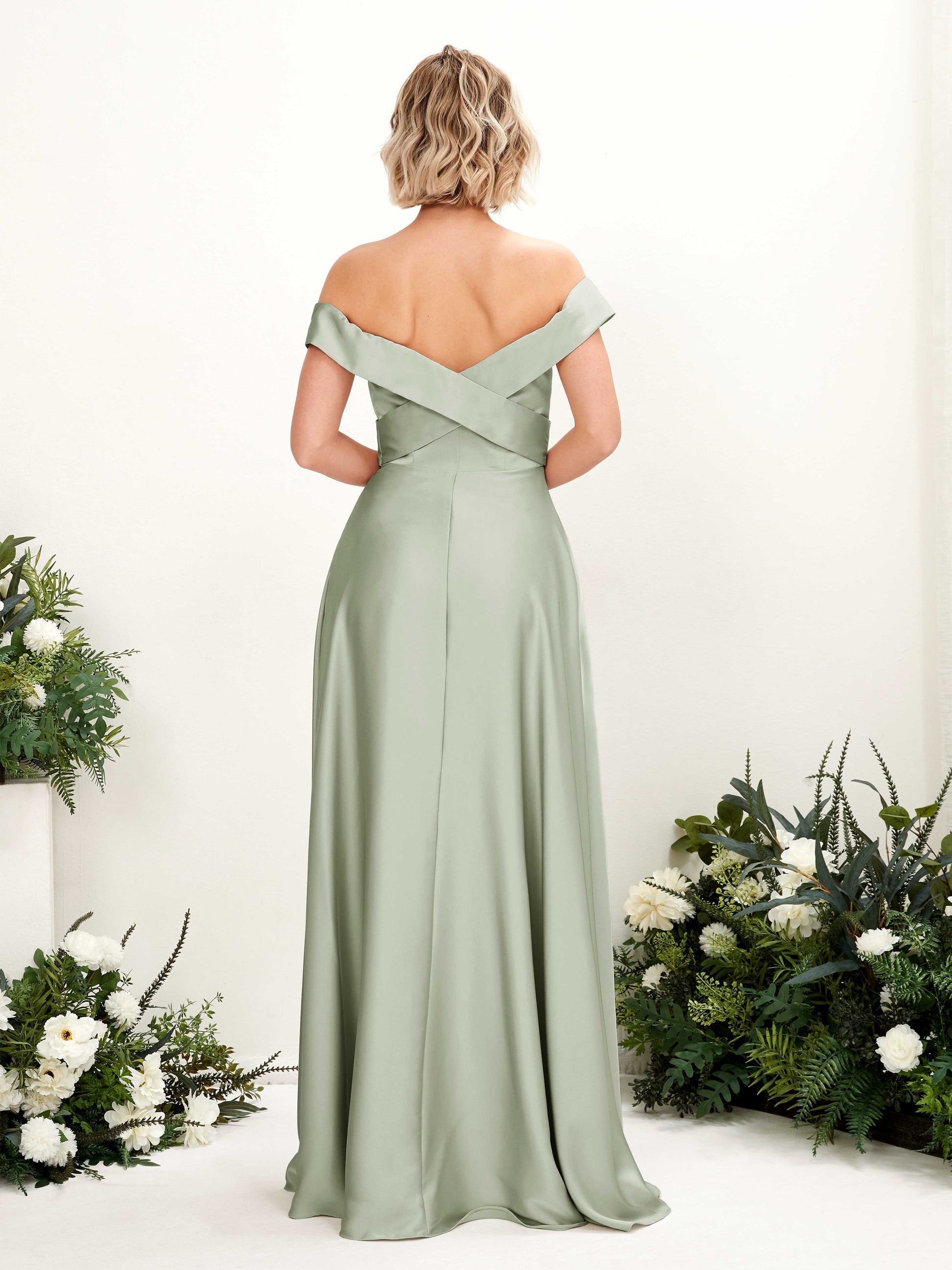 Chloe Sage Green Satin Maxi Dress