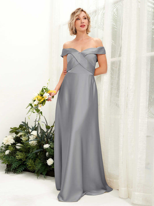 Chloe Steel Gray Satin Maxi Dress