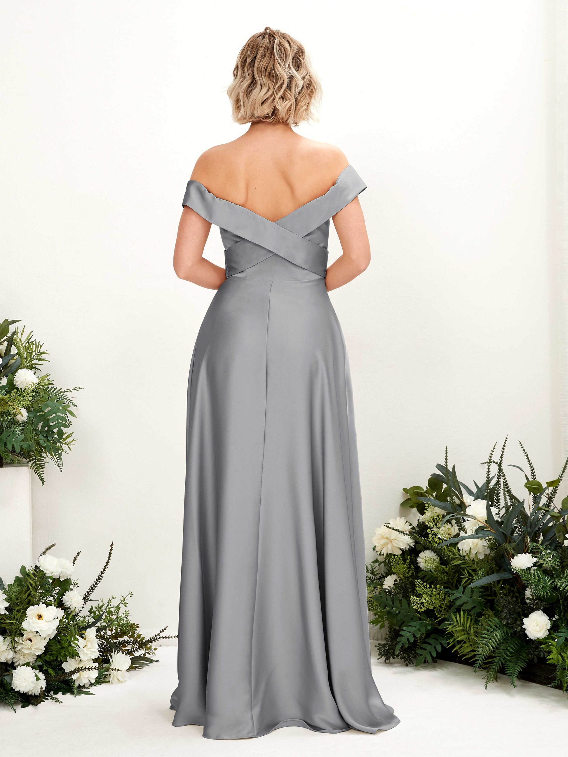 Chloe Steel Gray Satin Maxi Dress