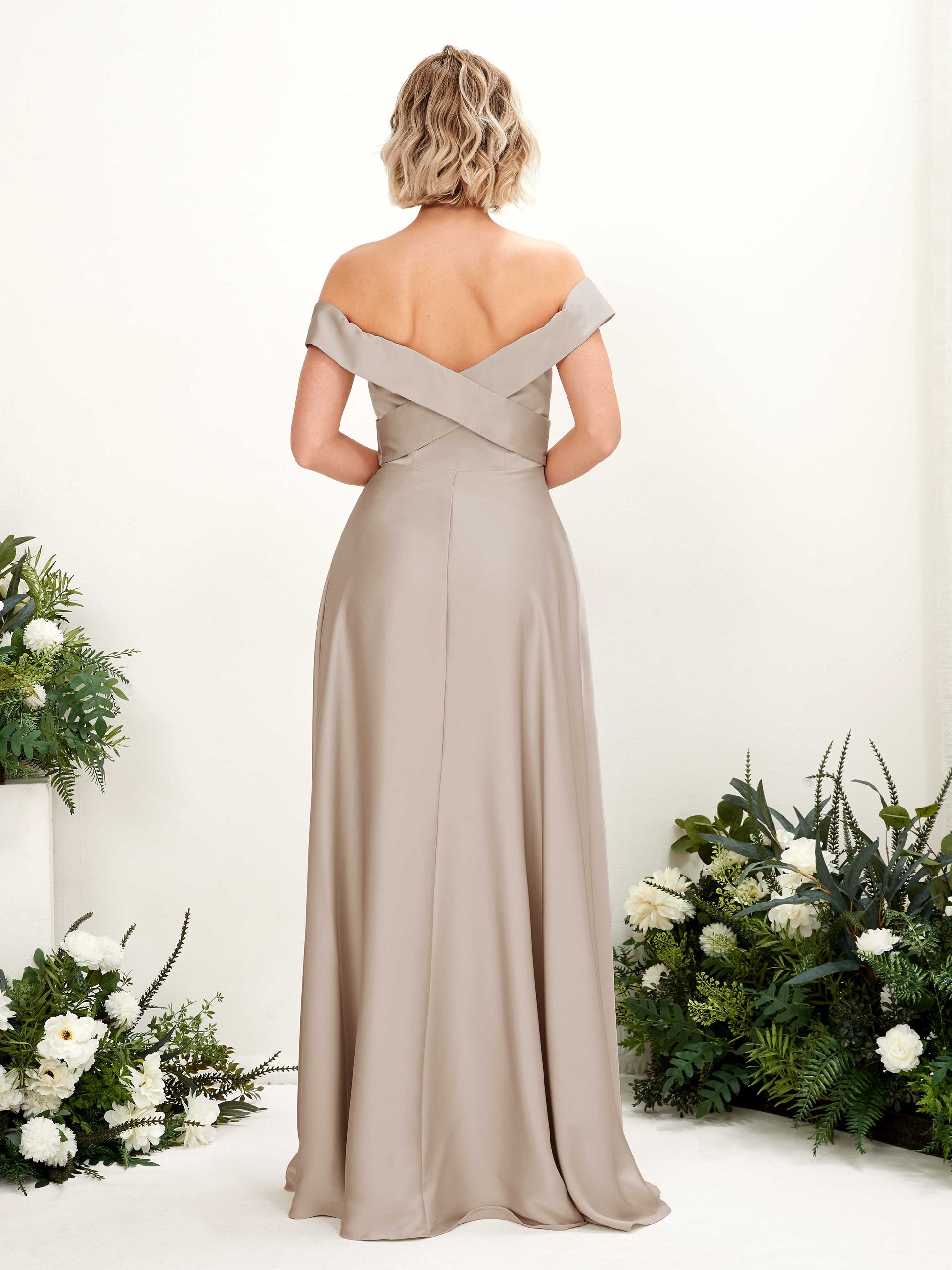 Chloe Taupe Satin Maxi Dress