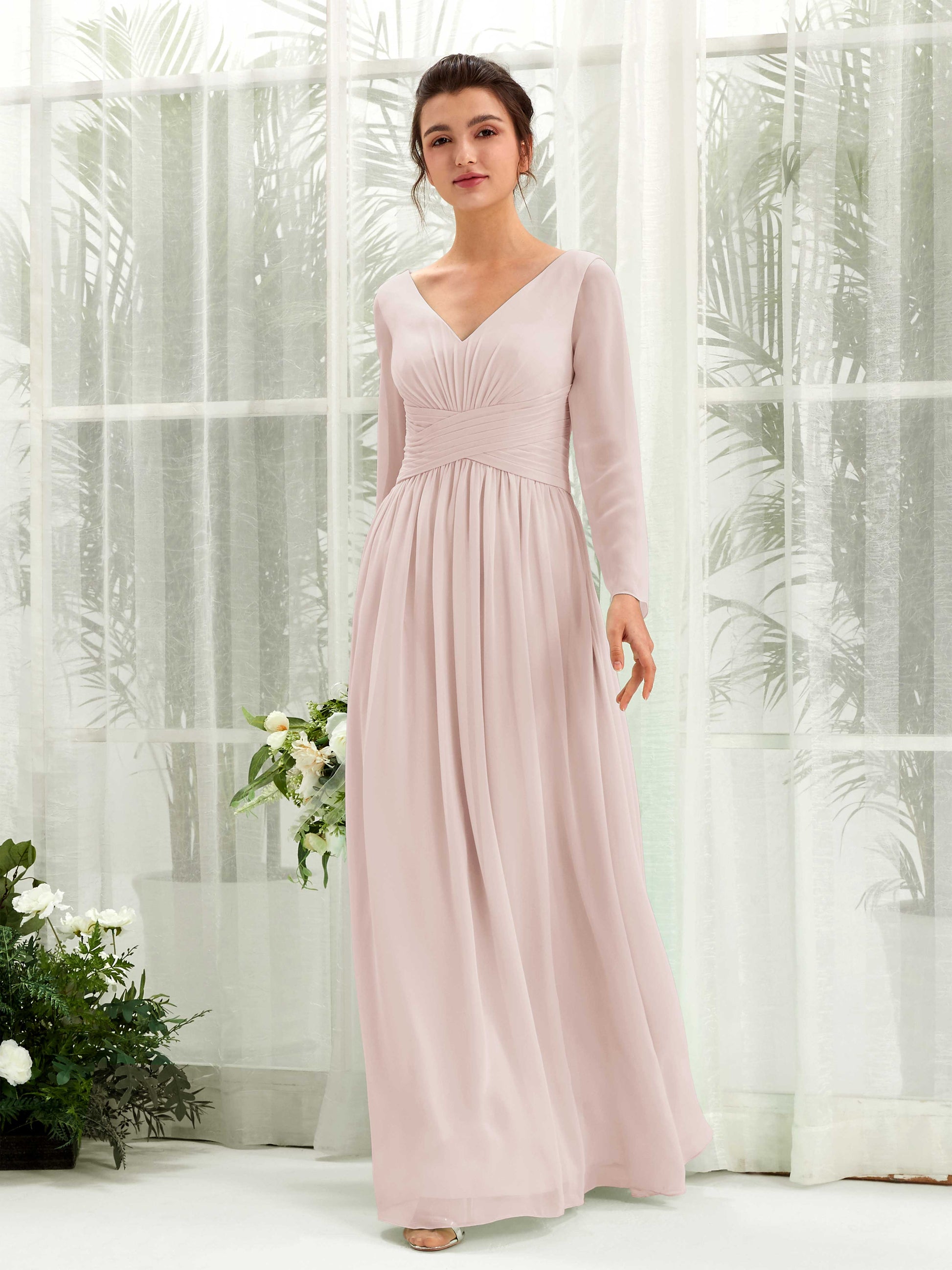 Coline Biscotti Long Sleeve Maxi Dress