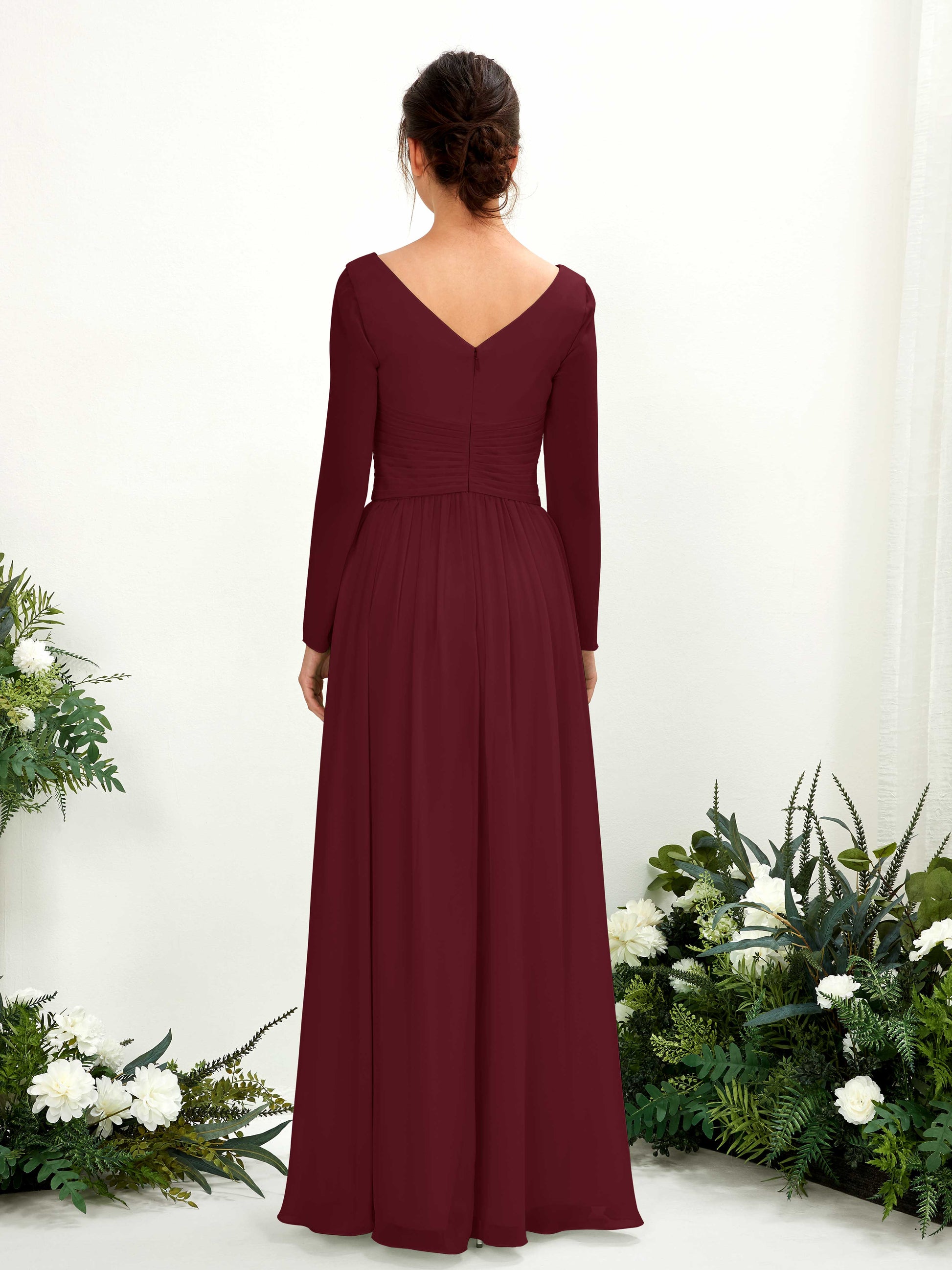 Coline Burgundy Long Sleeve Maxi Dress