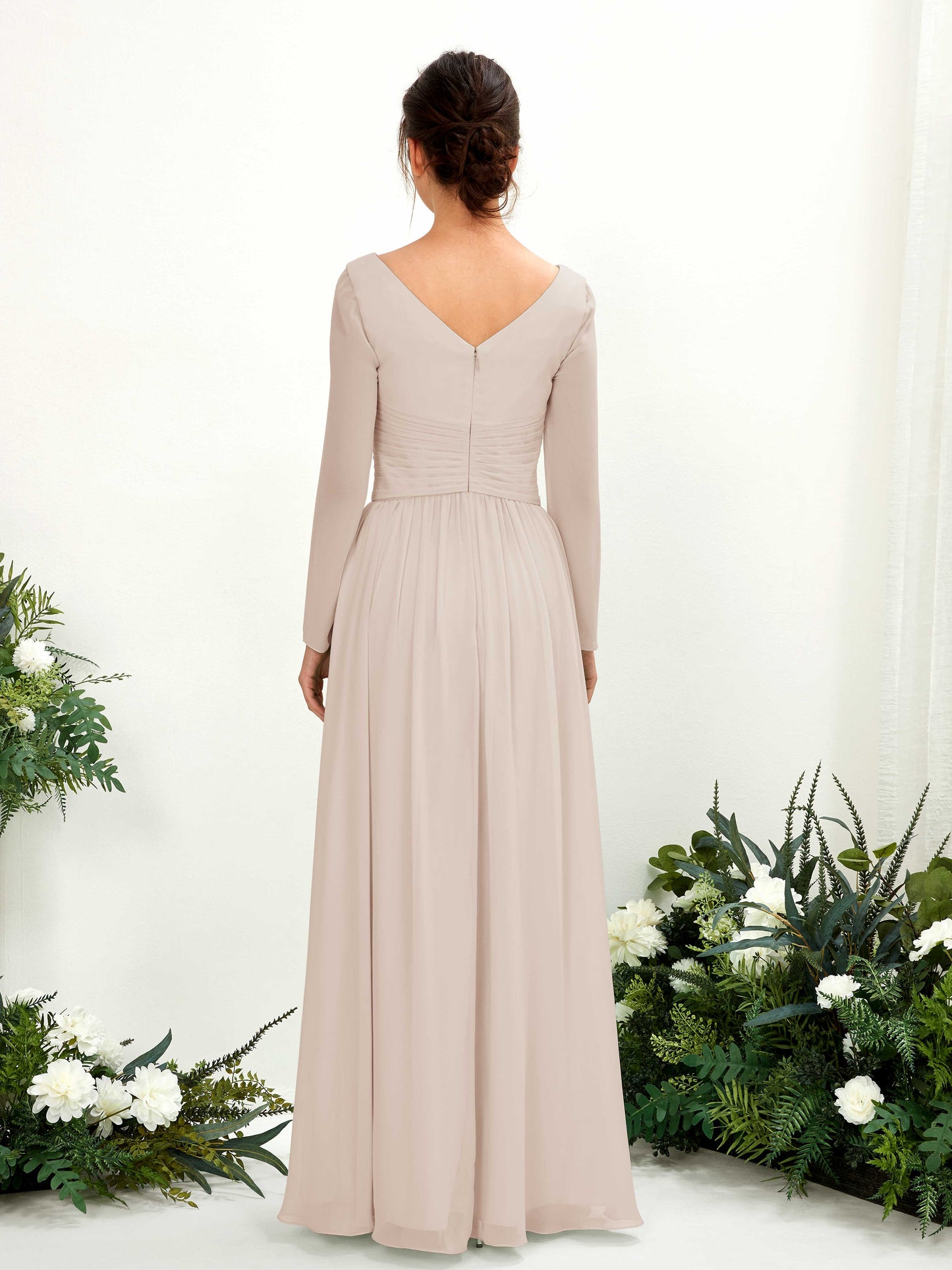 Coline Champagne Long Sleeve Maxi Dress