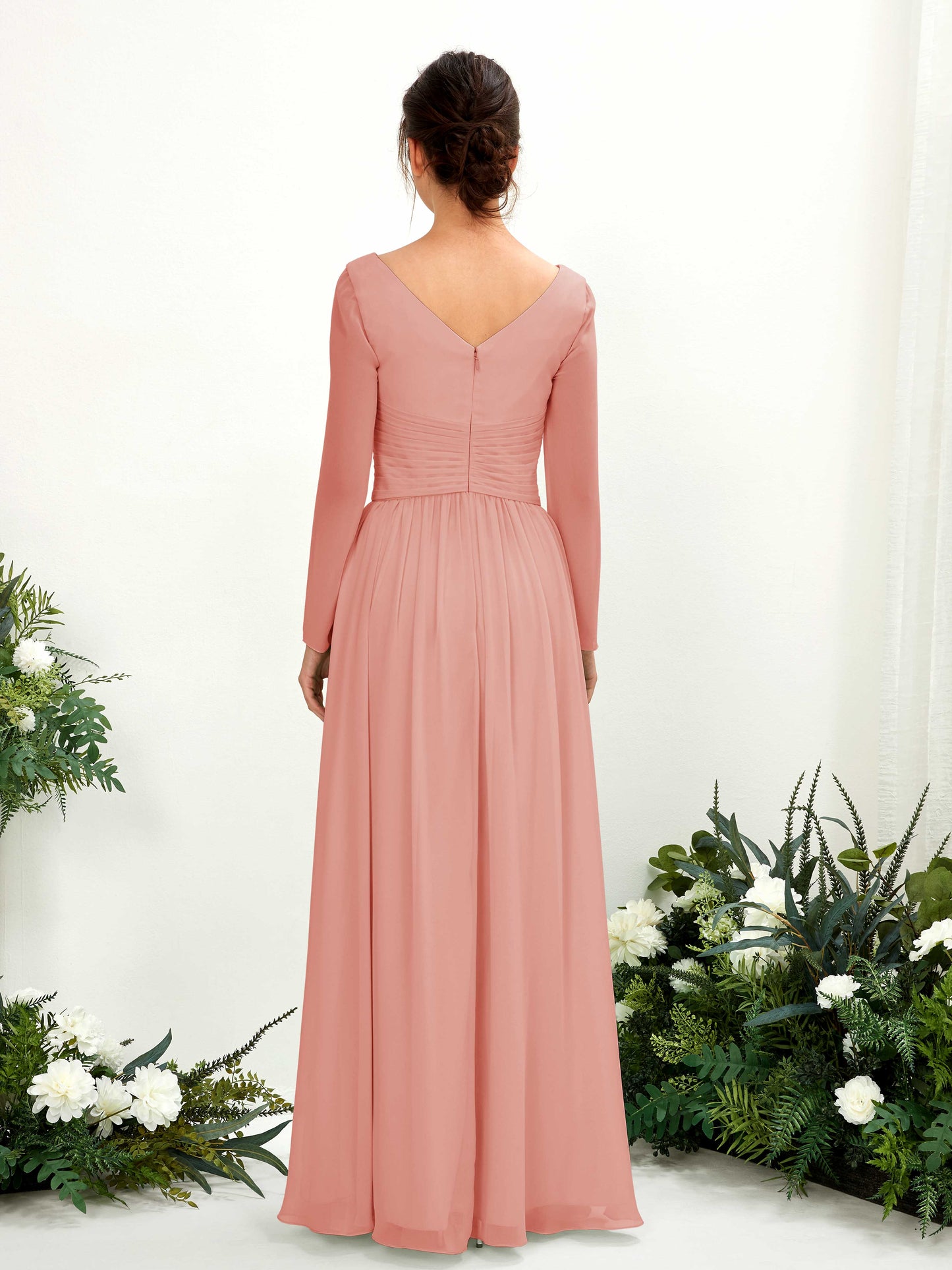 Coline Champagne Rose Long Sleeve Maxi Dress