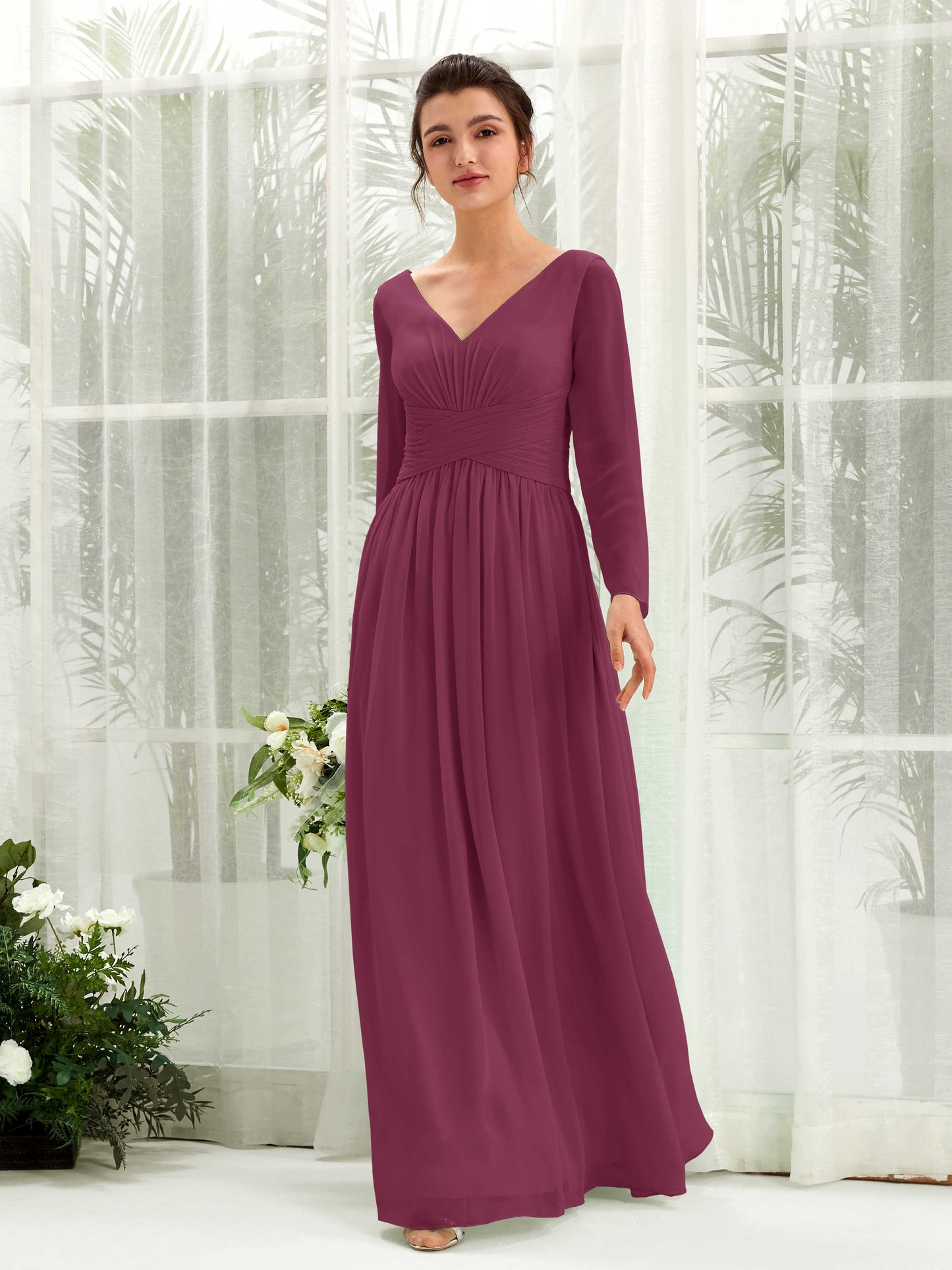 Coline Chianti Long Sleeve Maxi Dress