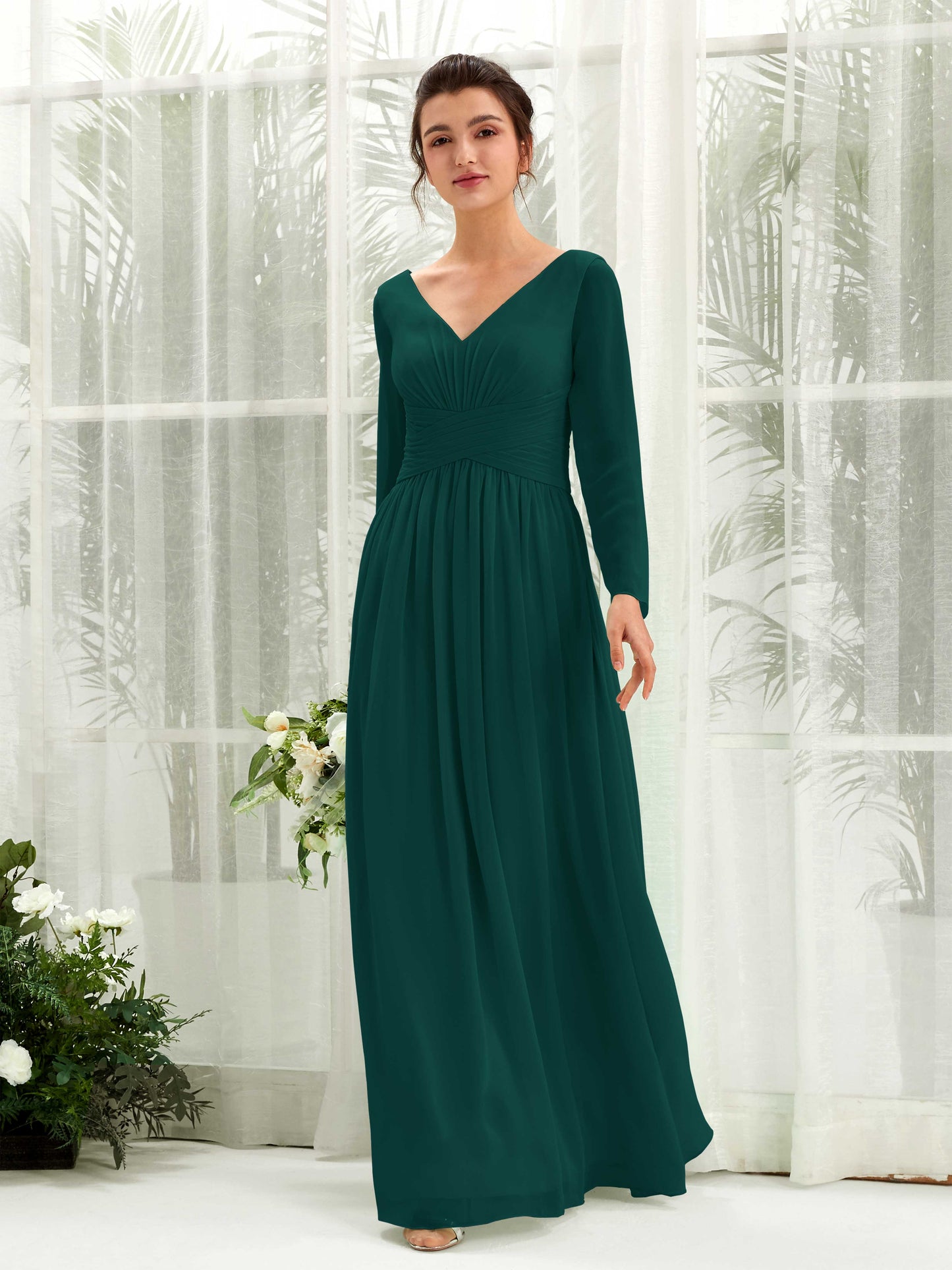 Coline Dark Emerald Long Sleeve Maxi Dress