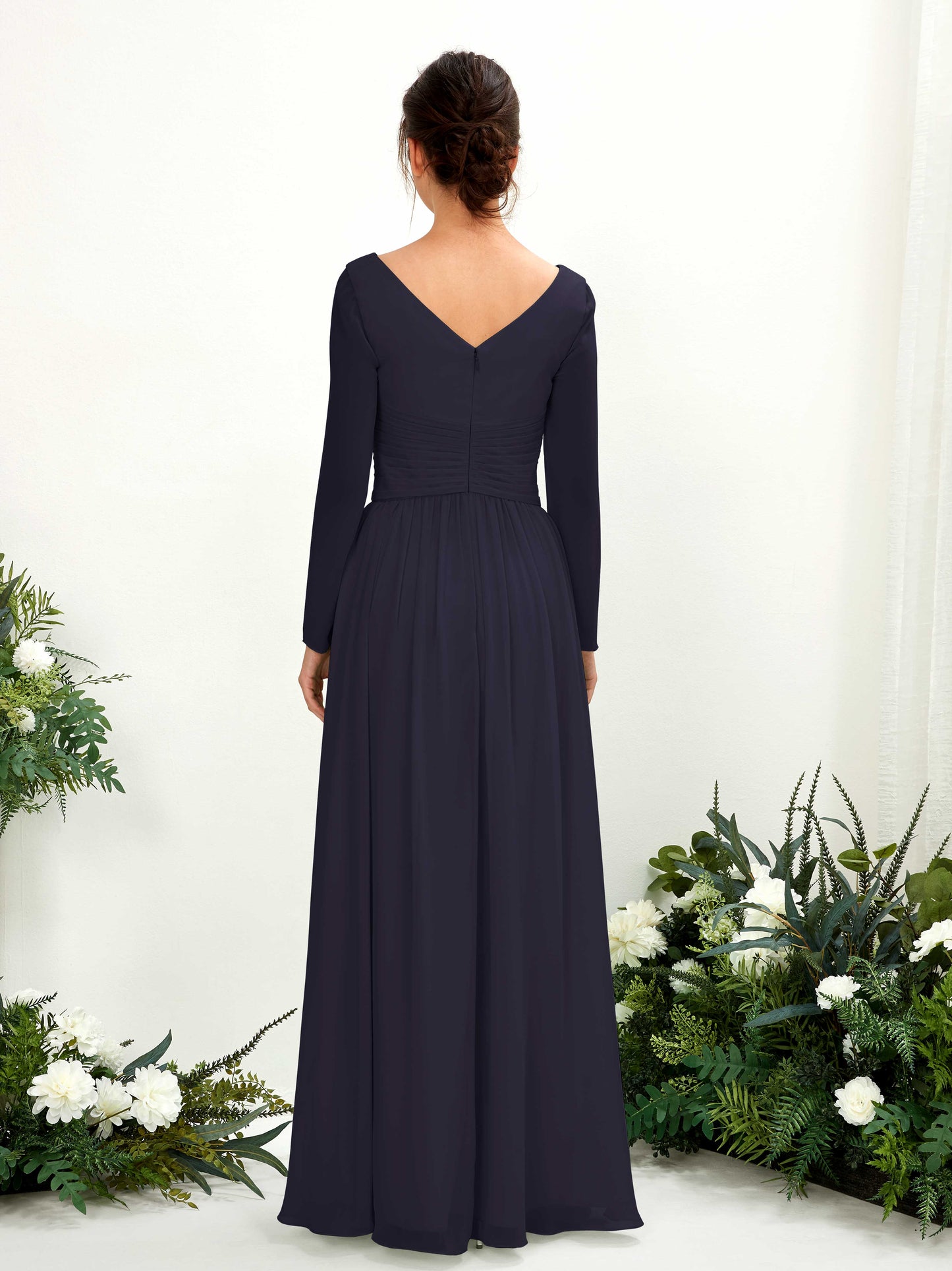 Coline Dark Navy Long Sleeve Maxi Dress