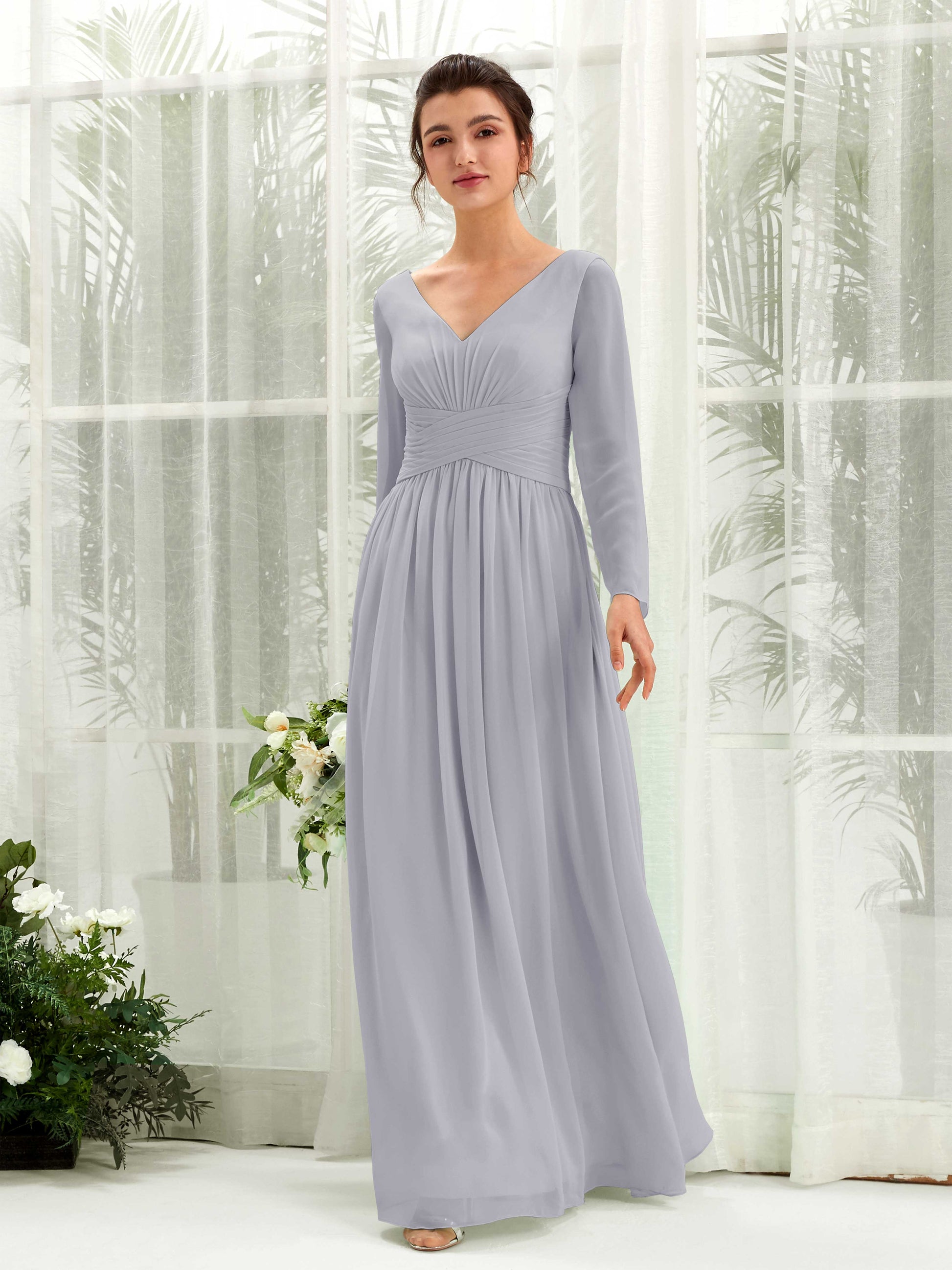 Coline Dusty Lavender Long Sleeve Maxi Dress