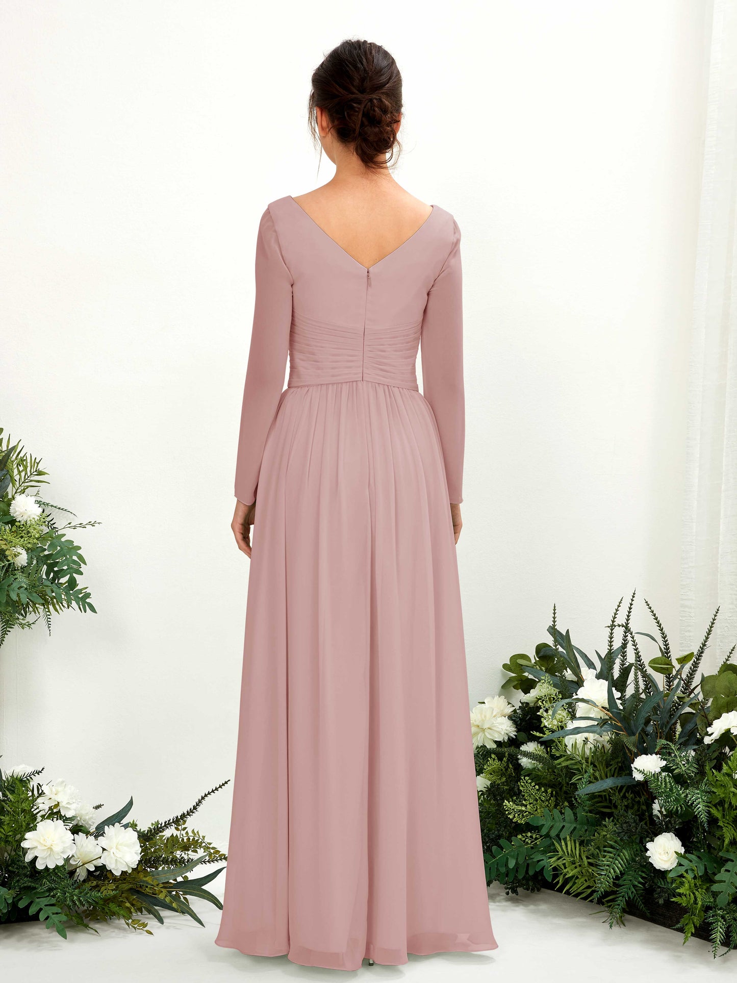 Coline Dusty Rose Long Sleeve Maxi Dress