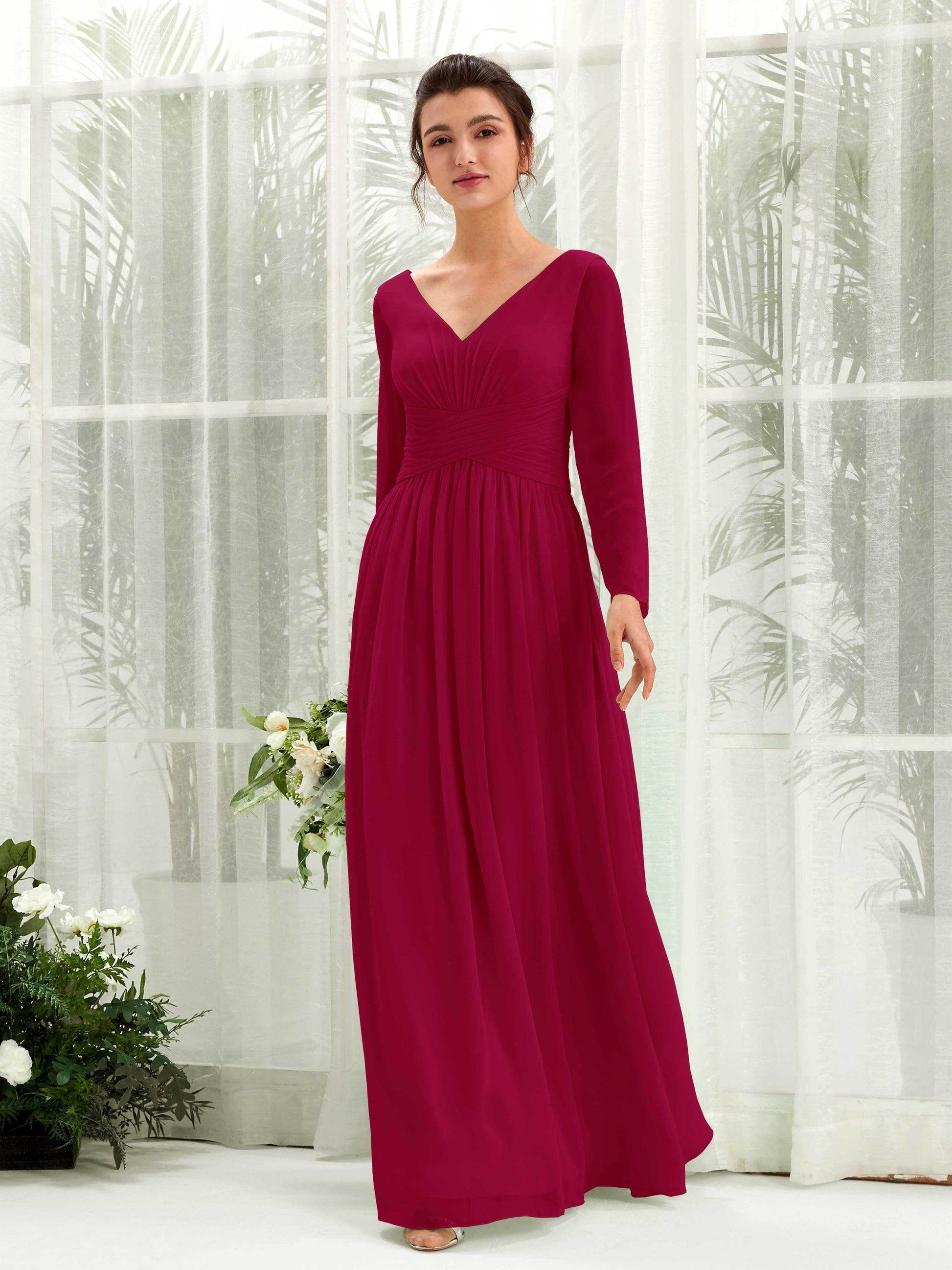 Coline Jester Red Long Sleeve Maxi Dress