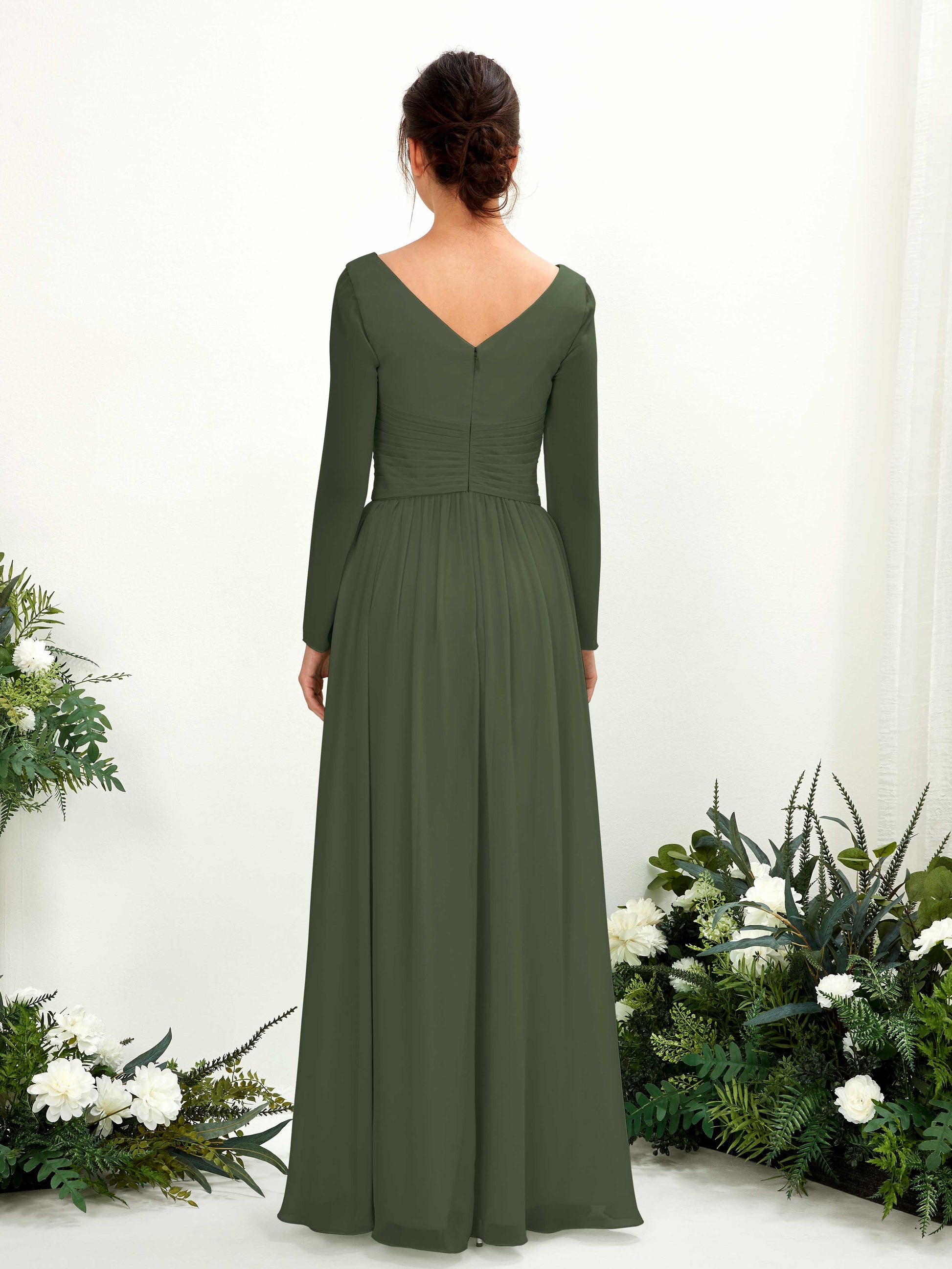 Coline Martini Olive Long Sleeve Maxi Dress