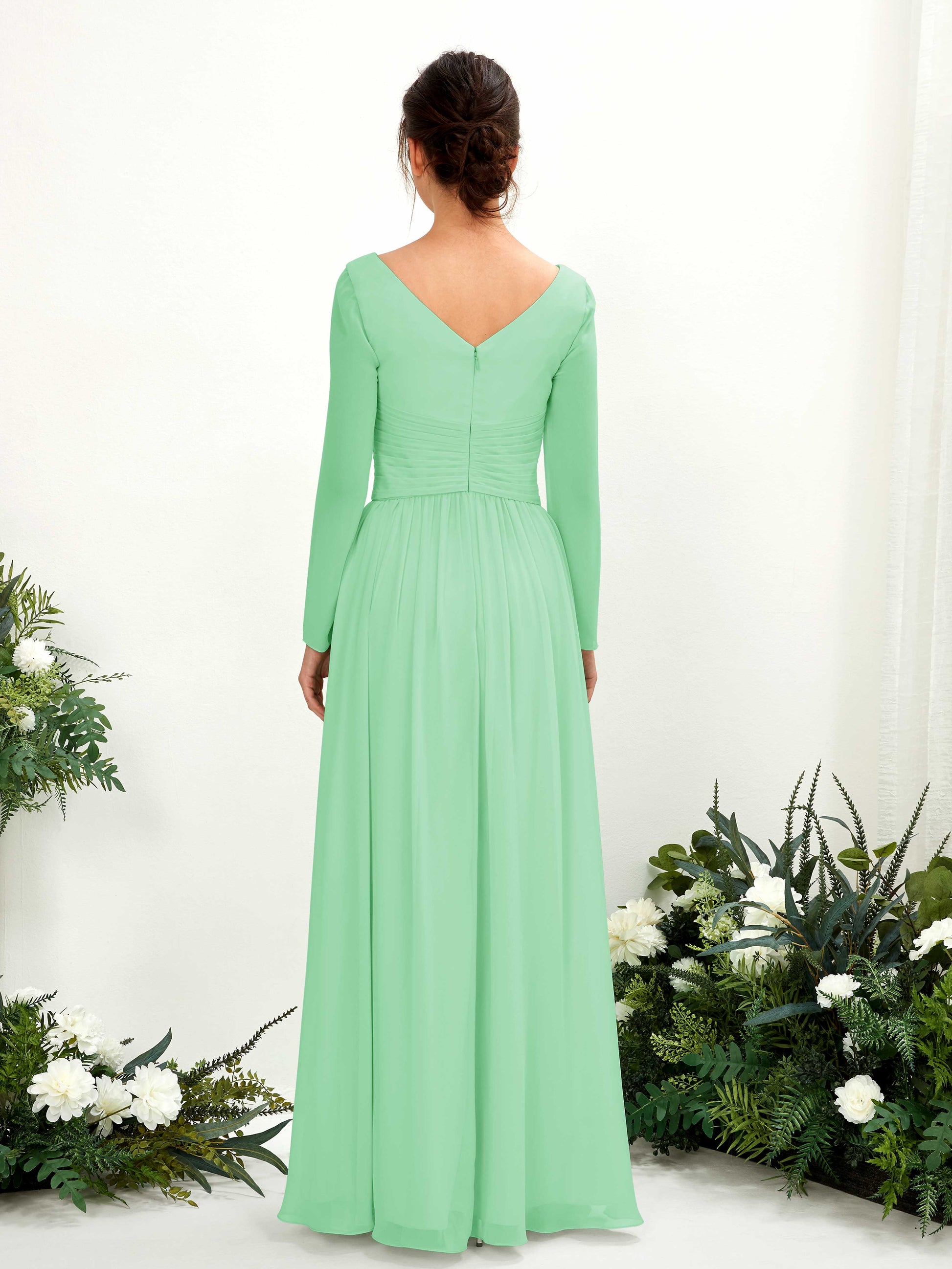 Coline Mint Green Long Sleeve Maxi Dress