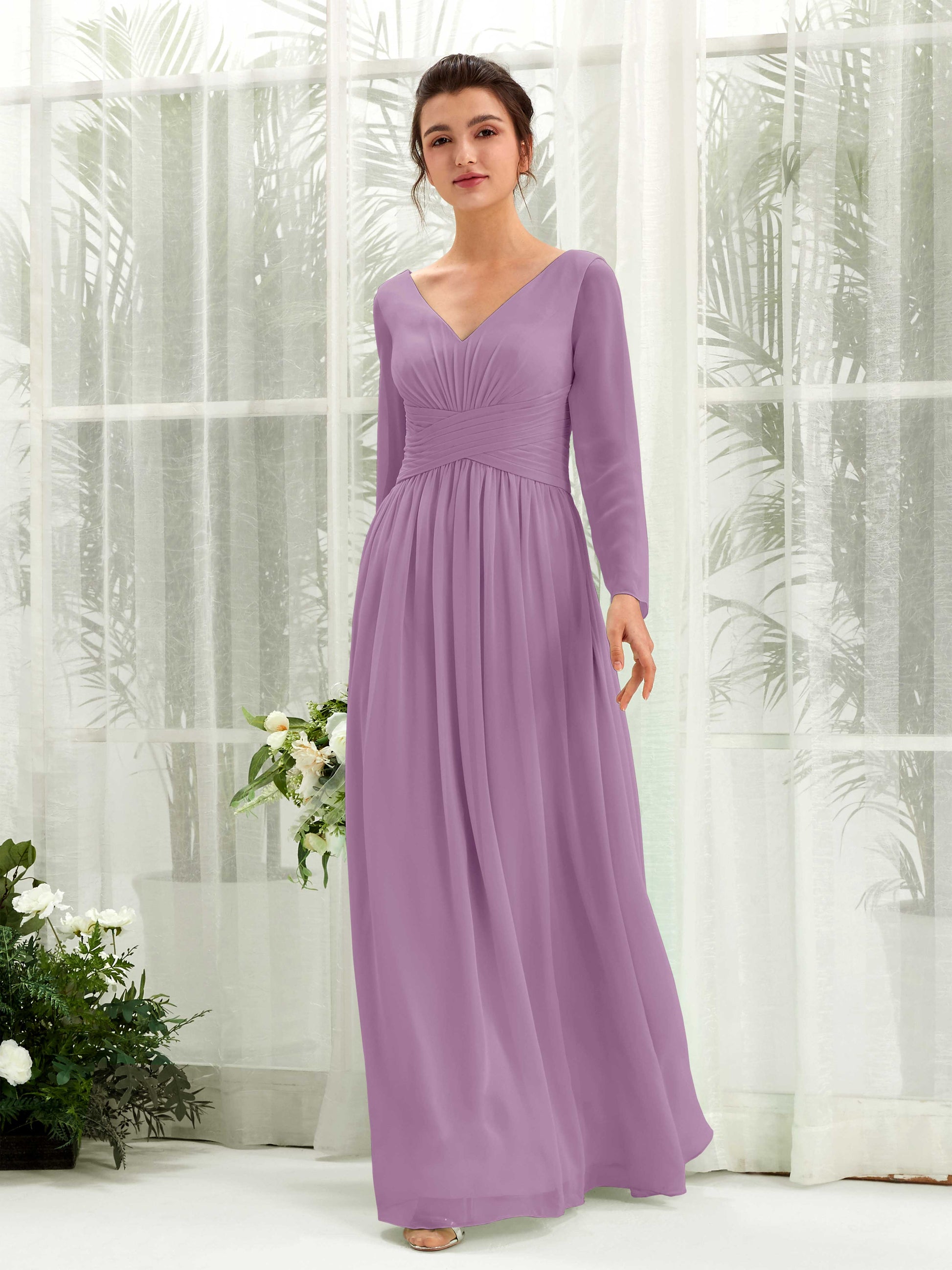 Coline Orchid Mist Long Sleeve Maxi Dress